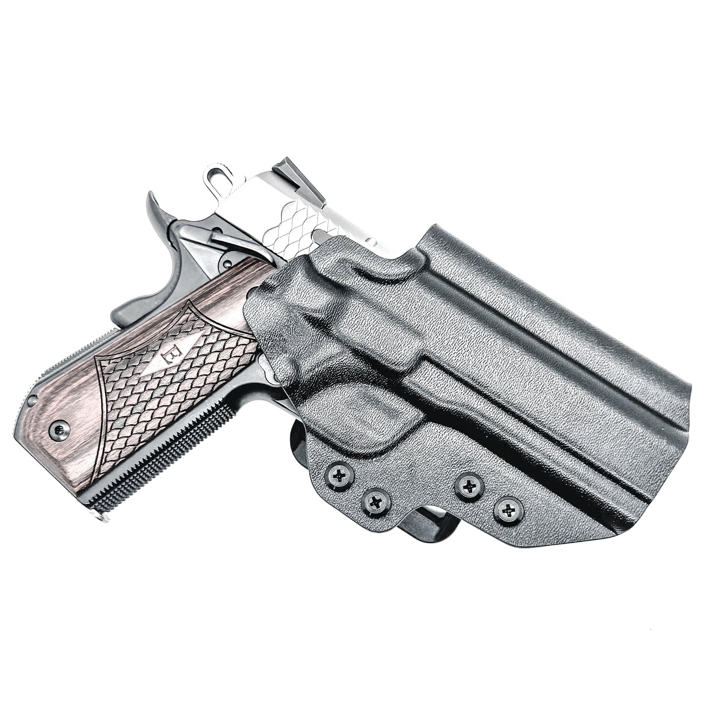 4.25" 1911 Outside Waistband (OWB) Holster, adjustable retention, open muzzle, high sweat shield, .093" thick material, Made in USA. (Ruger, S&W, Rock Island)