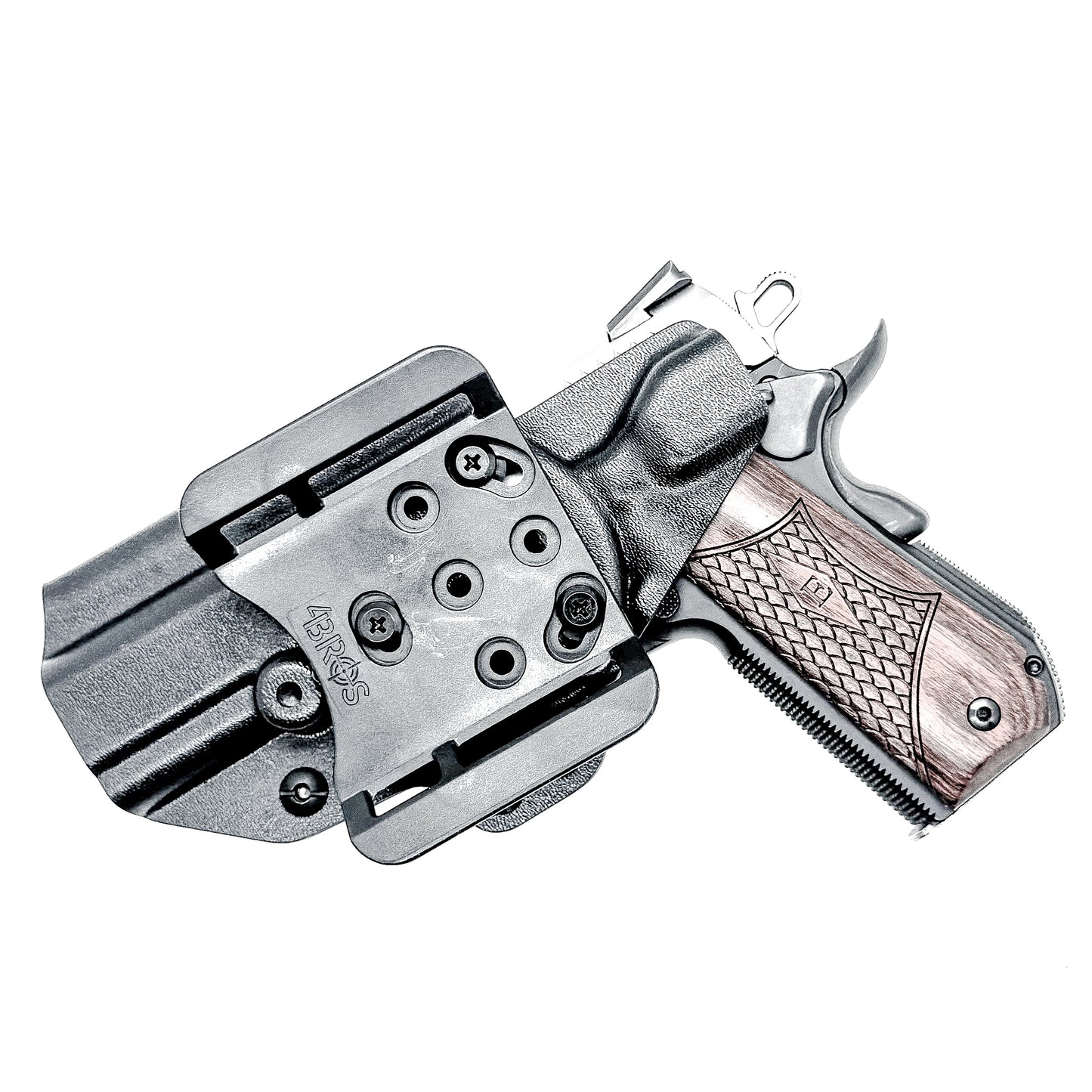 4.25" 1911 Outside Waistband (OWB) Holster, adjustable retention, open muzzle, high sweat shield, .093" thick material, Made in USA. (Ruger, S&W, Rock Island)
