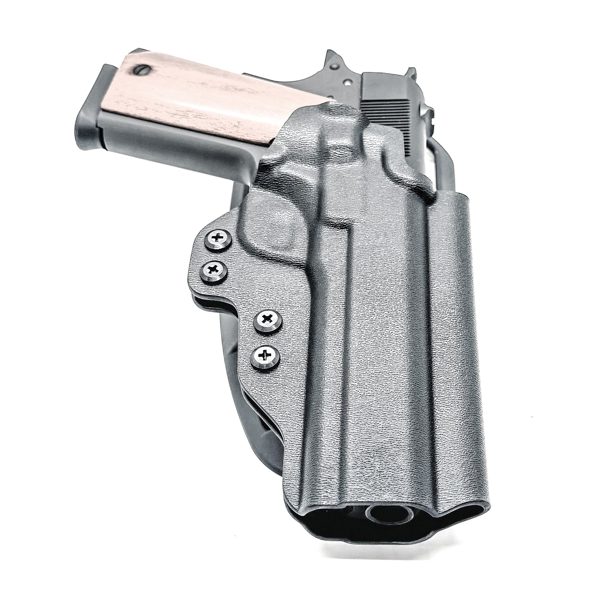 G.I. 1911 Duty & Competition OWB holster fits 5" Ruger, Kimber, S&W, Rock Island. .093" thermoplastic, adjustable retention, hanger compatible, Made in USA.