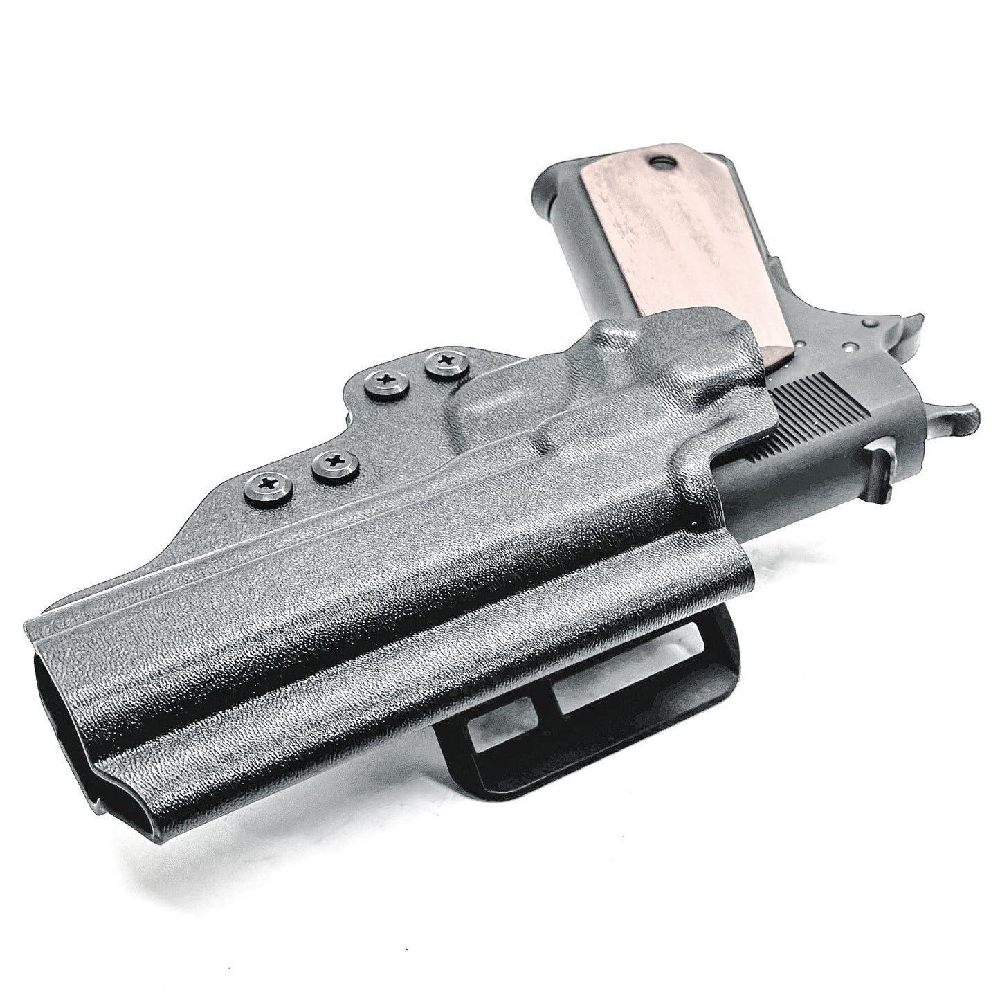 G.I. Style 1911 Outside Waistband (OWB) Holster in black with 4BROS 1.5" Belt Slide.