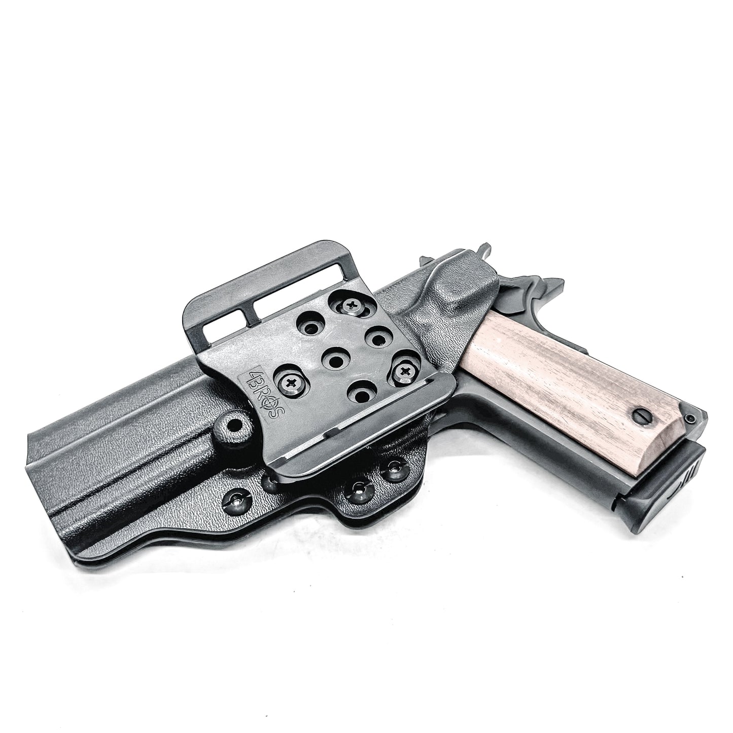 G.I. Style 1911 Outside Waistband (OWB) Holster in black with 4BROS 1.5" Belt Slide.