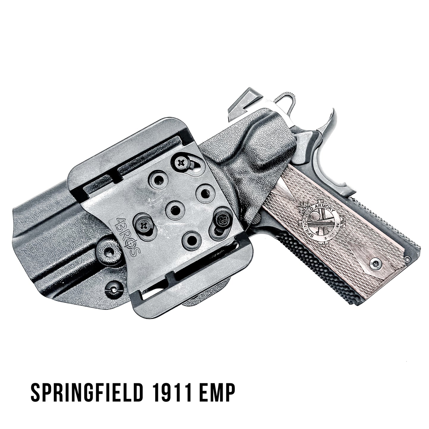4.25" 1911 Outside Waistband (OWB) Holster, adjustable retention, open muzzle, high sweat shield, .093" thick material, Made in USA. (Ruger, S&W, Rock Island)