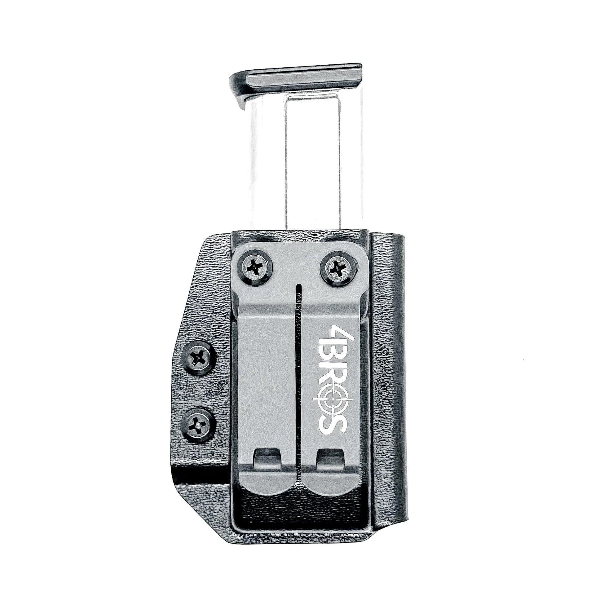 Black Kydex IWB AIWB appendix inside waistband magazine pouch carrier or holster for the 2011 mags from Four Brothers 4BROS Holsters.