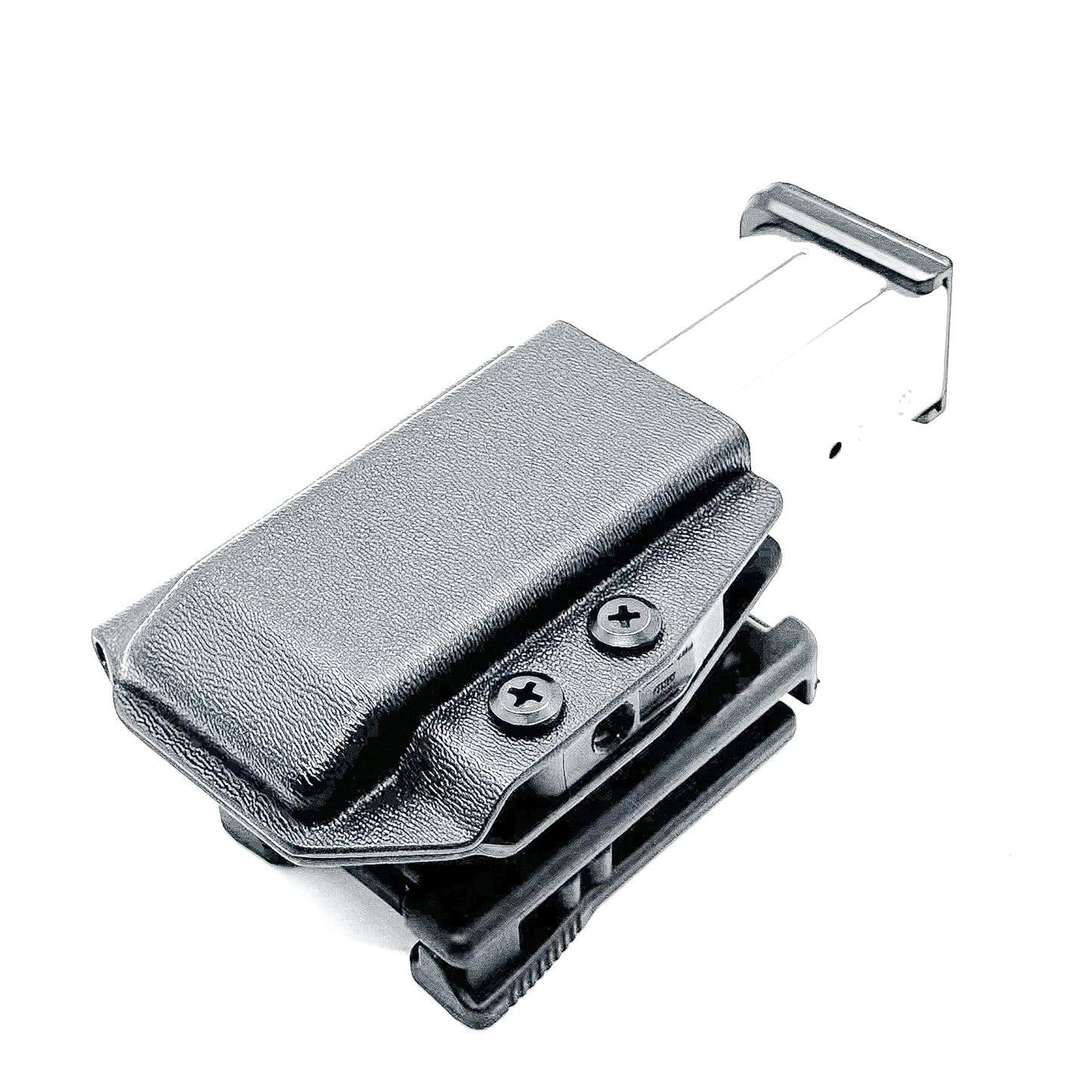 Black OWB Outside Waistband Kydex Magazine Pouch designed to fit the 2011 Magazine from Four Brothers Holsters. Proudly made in the USA.