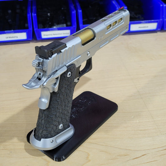 For the best 3D-printed 2011 & Springfield Prodigy Pistol Stand, perfect for storing and displaying your favorite handgun; shop Four Brothers 4BROS Holsters.