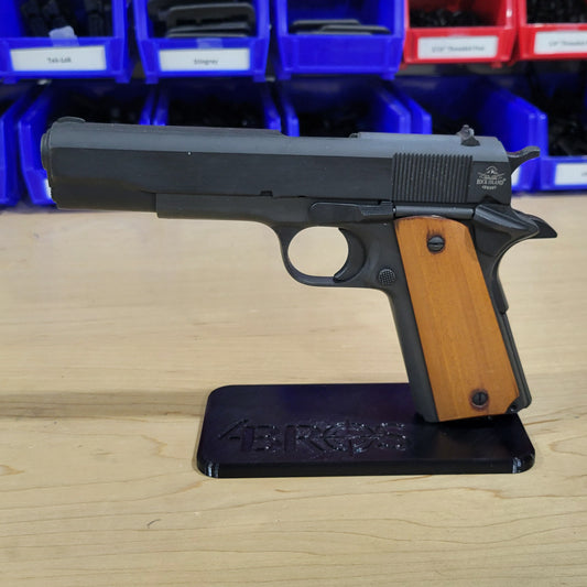 For the best 3D-printed 1911 Pistol Stand, perfect for storing and displaying your favorite handgun, shop Four Brothers Holsters. US made of PETG plastic.