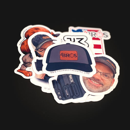 Non-weather-proof Four Brothers Holsters Sticker Pack - the perfect way to show your unwavering support for top-quality holsters! Proudly made in the USA.