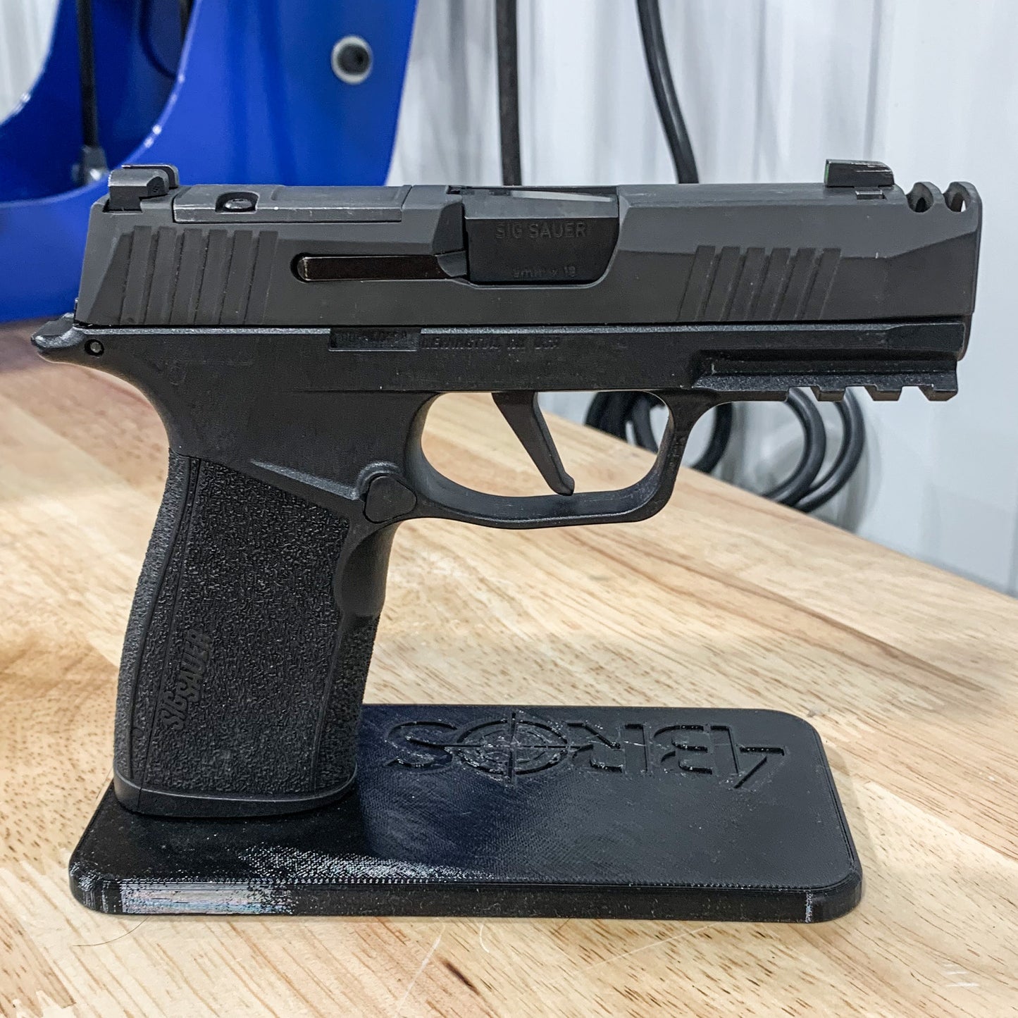 For the best 3D-printed Subcompact Pistol Stand confirmed to fit the Sig P365, P365XL, P365-XMACRO, Glock 43X & 48, Hellcat & Hellcat Pro, shop 4BROS Holsters.