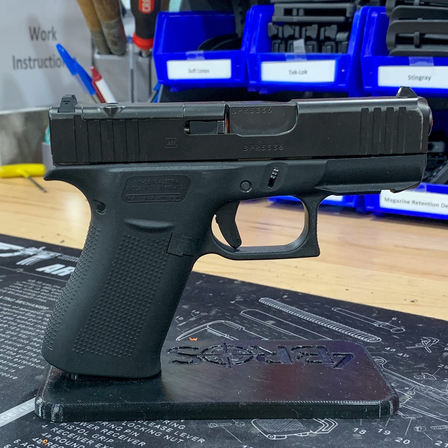 For the best 3D-printed Subcompact Pistol Stand confirmed to fit the Sig P365, P365XL, P365-XMACRO, Glock 43X & 48, Hellcat & Hellcat Pro, shop 4BROS Holsters.