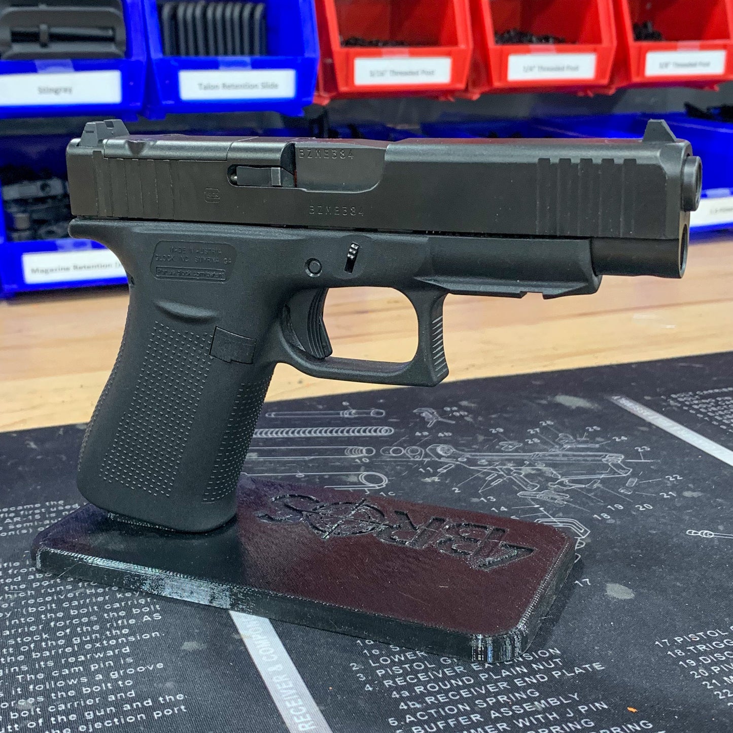 For the best 3D-printed Subcompact Pistol Stand confirmed to fit the Sig P365, P365XL, P365-XMACRO, Glock 43X & 48, Hellcat & Hellcat Pro, shop 4BROS Holsters.