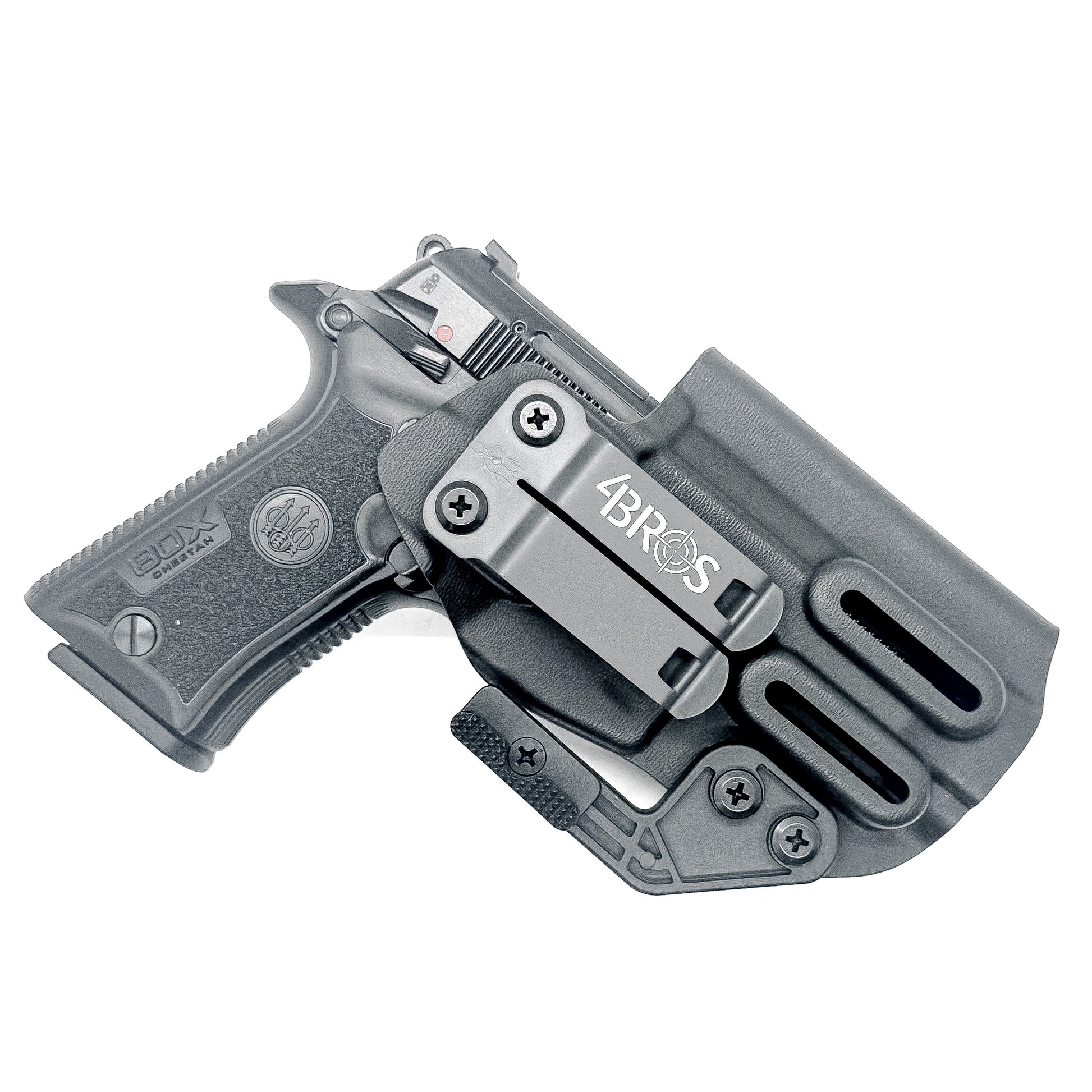 Black Beretta 80X Cheetah inside waistband holster with adjustable retention, red dot clearance, and Modwing compatibility.