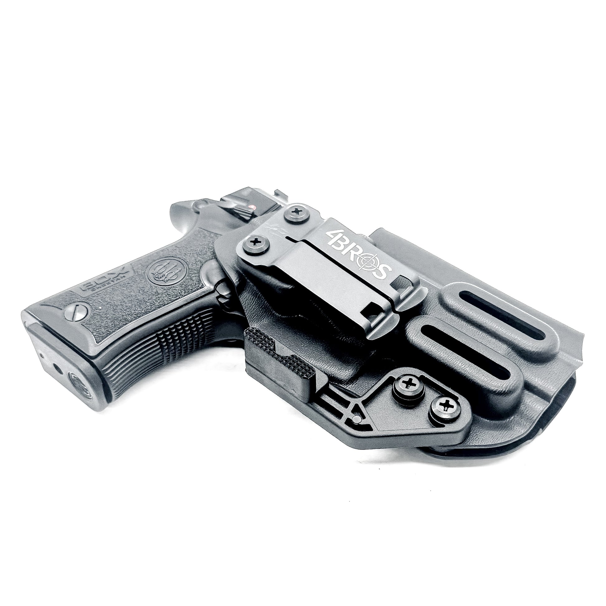 Black Beretta 80X Cheetah inside waistband holster with adjustable retention, red dot clearance, and Modwing compatibility.