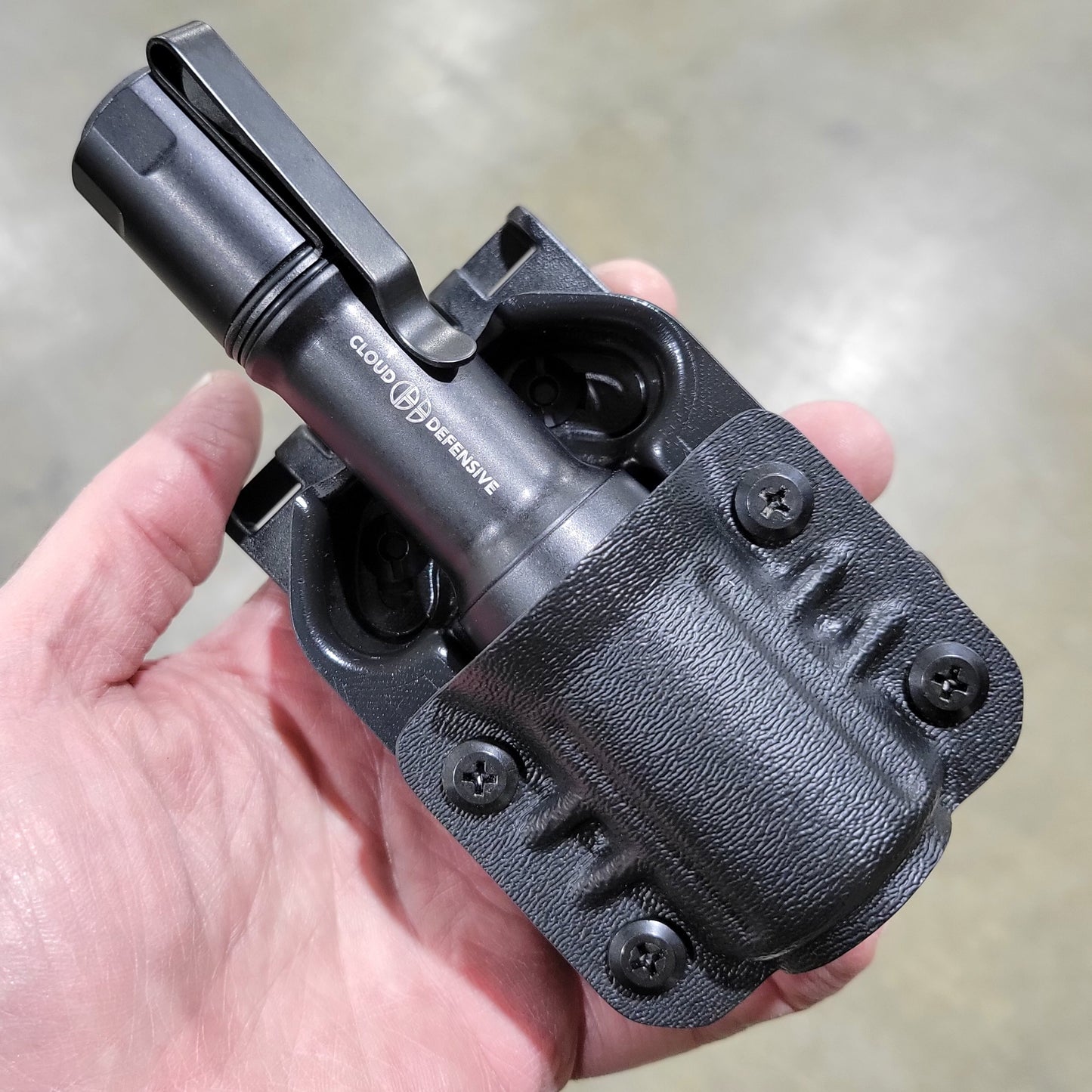 For the best Kydex Outside Waistband and Molle Compatible carrier designed exclusively for the Cloud Defensive MCH Duty light, shop Four Brothers Holsters.