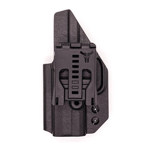 Outside Waistband Taco Style Holster designed to fit the FN 509 Compact  Adjustable retention High sweat guard standard, medium and low height available on request. Holster profile cut to allow red dot sights on the pistol Minimal material and smooth edges Removeable threadlocker applied to all screws and posts Proudly made in the USA
