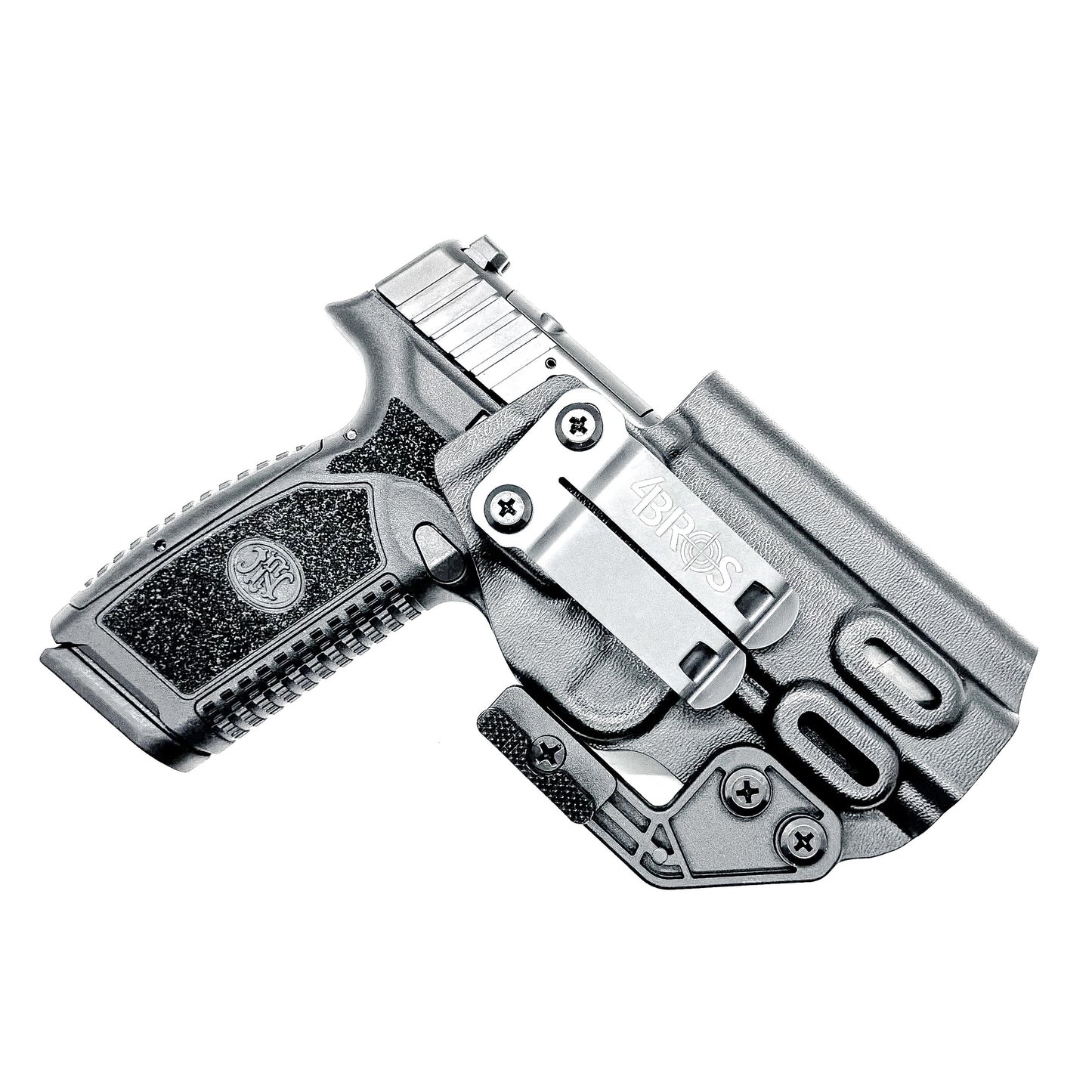 Precision-molded Inside Waistband (IWB) holster for the FN Reflex XL in Black with a Monoblock and Modwing