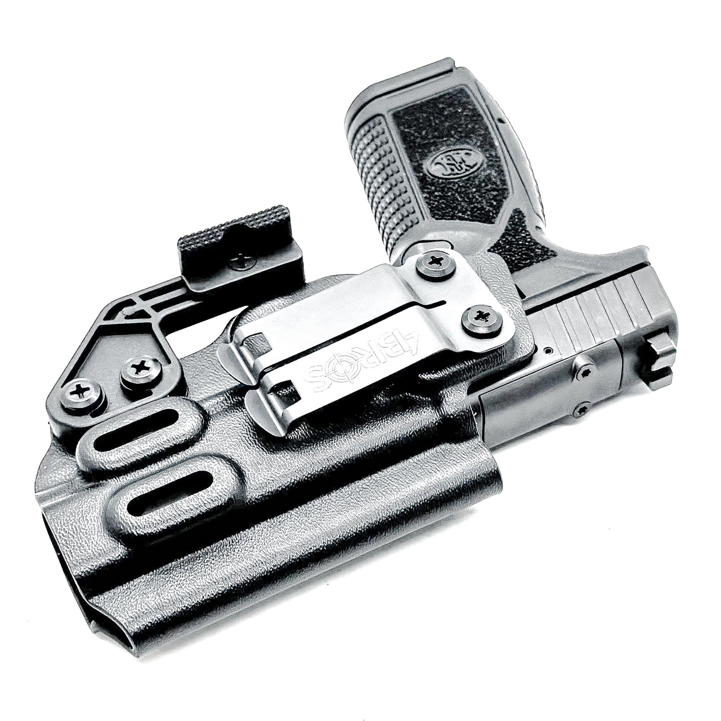 Precision-molded Inside Waistband (IWB) holster for the FN Reflex XL in Black with a Monoblock and Modwing