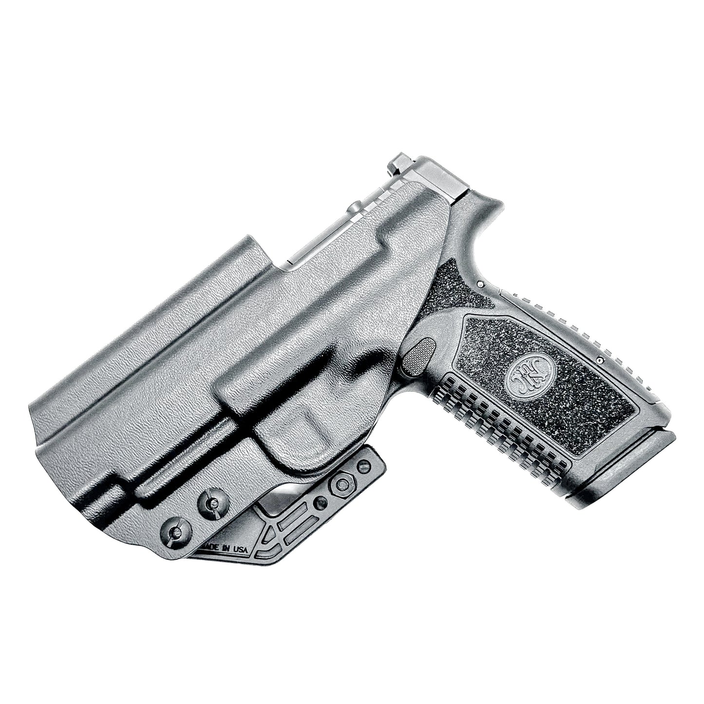 Precision-molded Inside Waistband (IWB) holster for the FN Reflex XL in Black with a Monoblock and Modwing