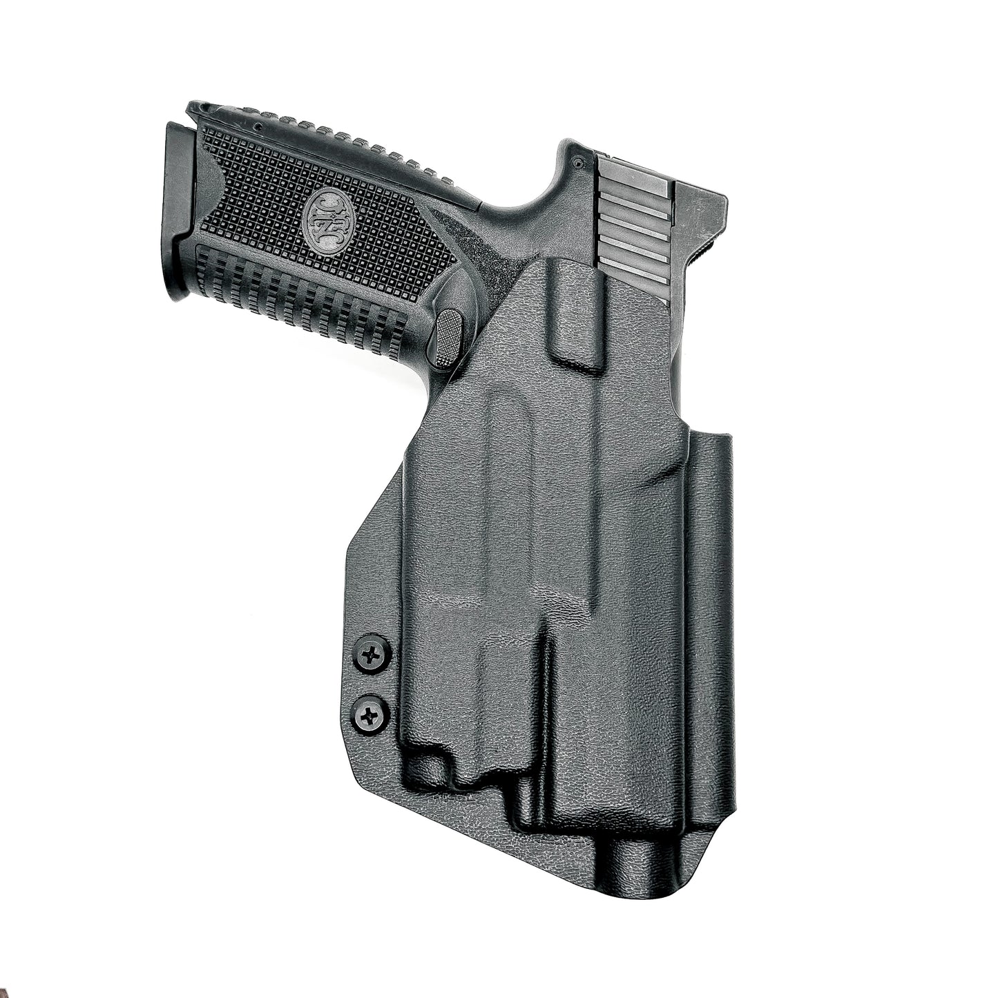 For the best Outside Waistband OWB Holster for the FN 509 compact, 509, and 509 Tactical with the OLight PL-MINI 2 Valkyrie, shop Four Brothers 4BROS Holsters.