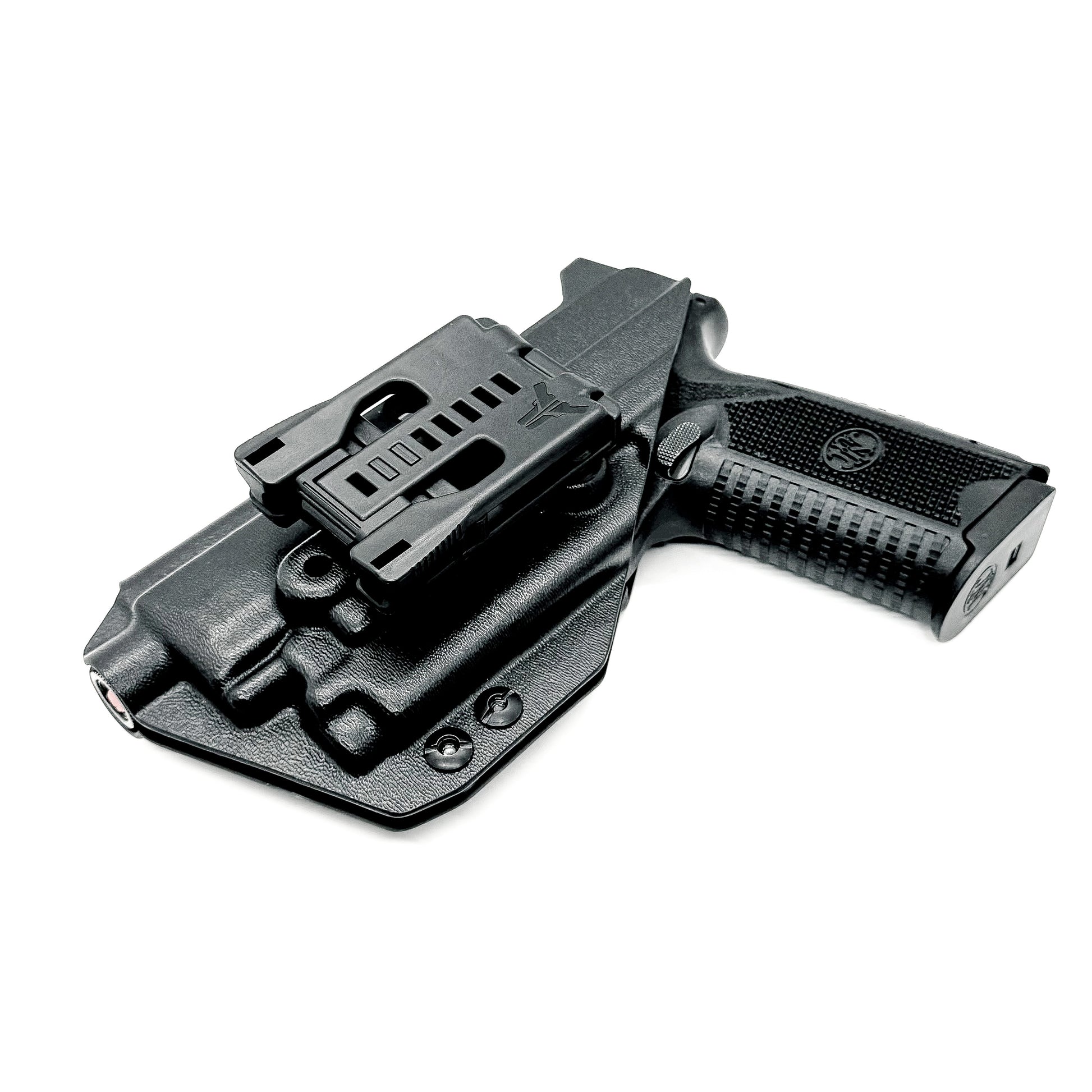 For the best Outside Waistband OWB Holster for the FN 509 compact, 509, and 509 Tactical with the OLight PL-MINI 2 Valkyrie, shop Four Brothers 4BROS Holsters.