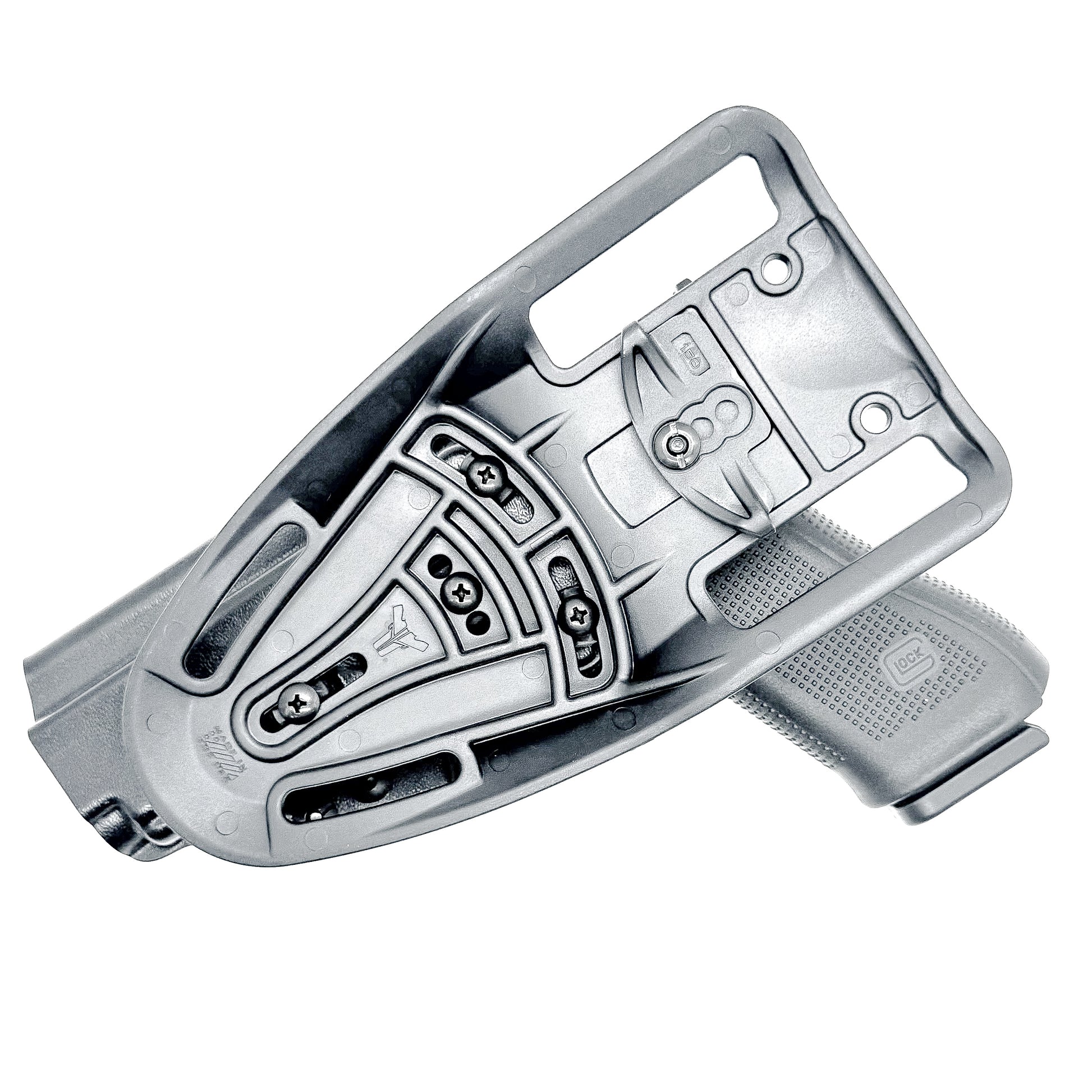 Glock competition OWB holster with drop and offset mount, fits Glock 17, 19, 22, 23, 45, and 47 Gen 5, red dot compatible, made in the USA by Four Brothers Holsters