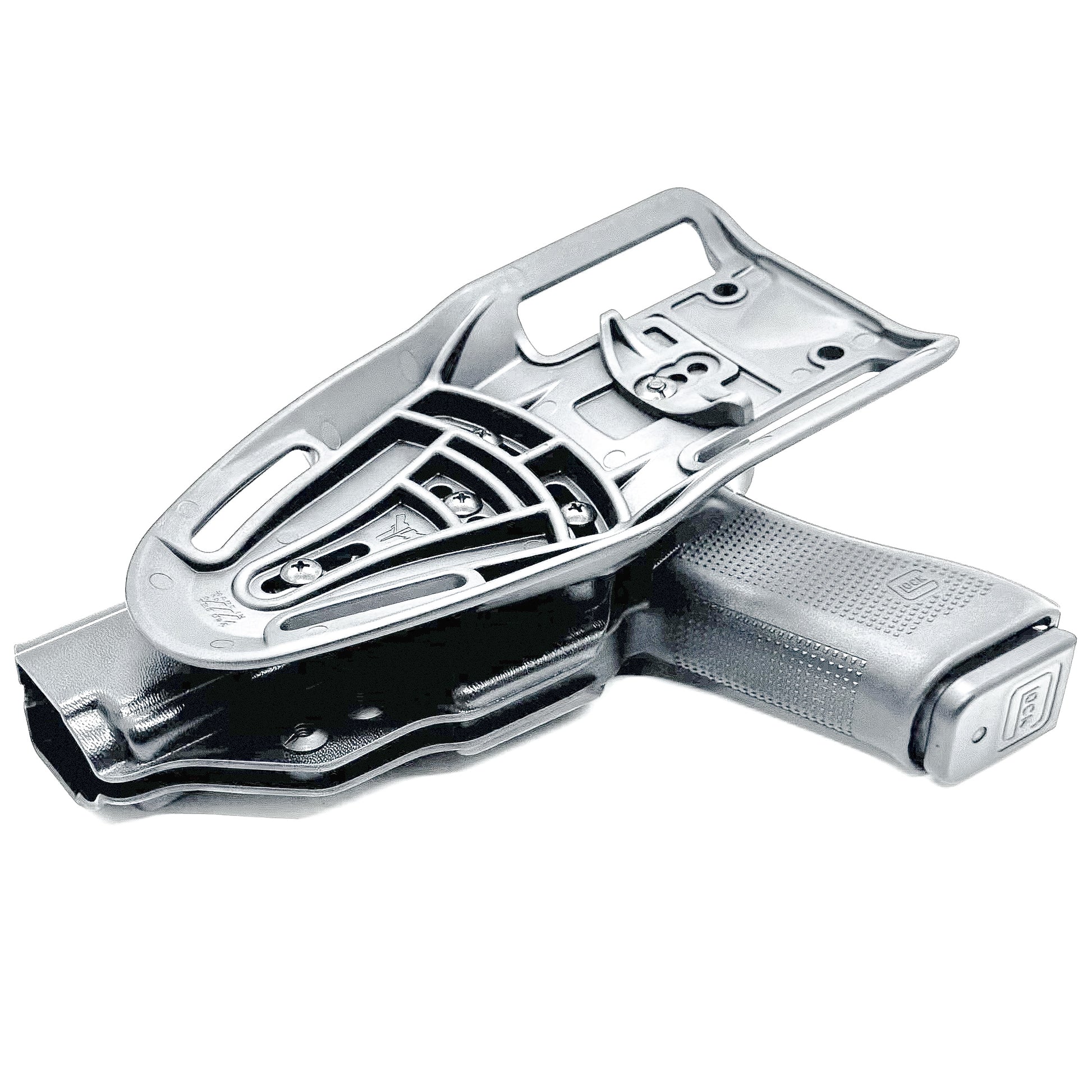 Glock competition OWB holster with drop and offset mount, fits Glock 17, 19, 22, 23, 45, and 47 Gen 5, red dot compatible, made in the USA by Four Brothers Holsters