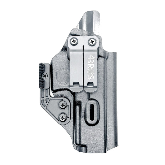 Inside waistband Kydex holster for Glock 17 and Glock 22 with Modwing, optic cut, and adjustable retention – made in the USA from .093" thermoplastic