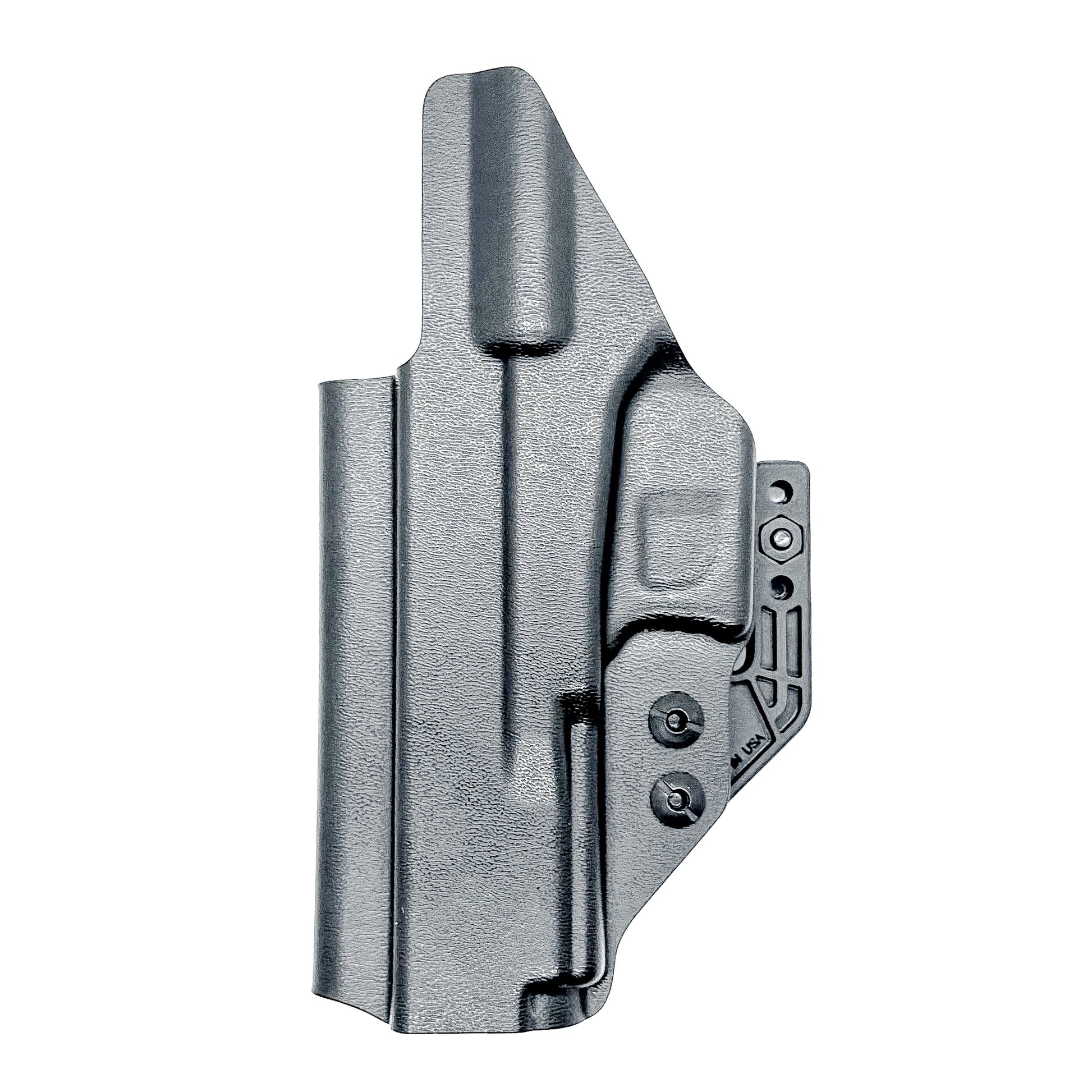Inside waistband Kydex holster for Glock 17 and Glock 22 with Modwing, optic cut, and adjustable retention – made in the USA from .093" thermoplastic