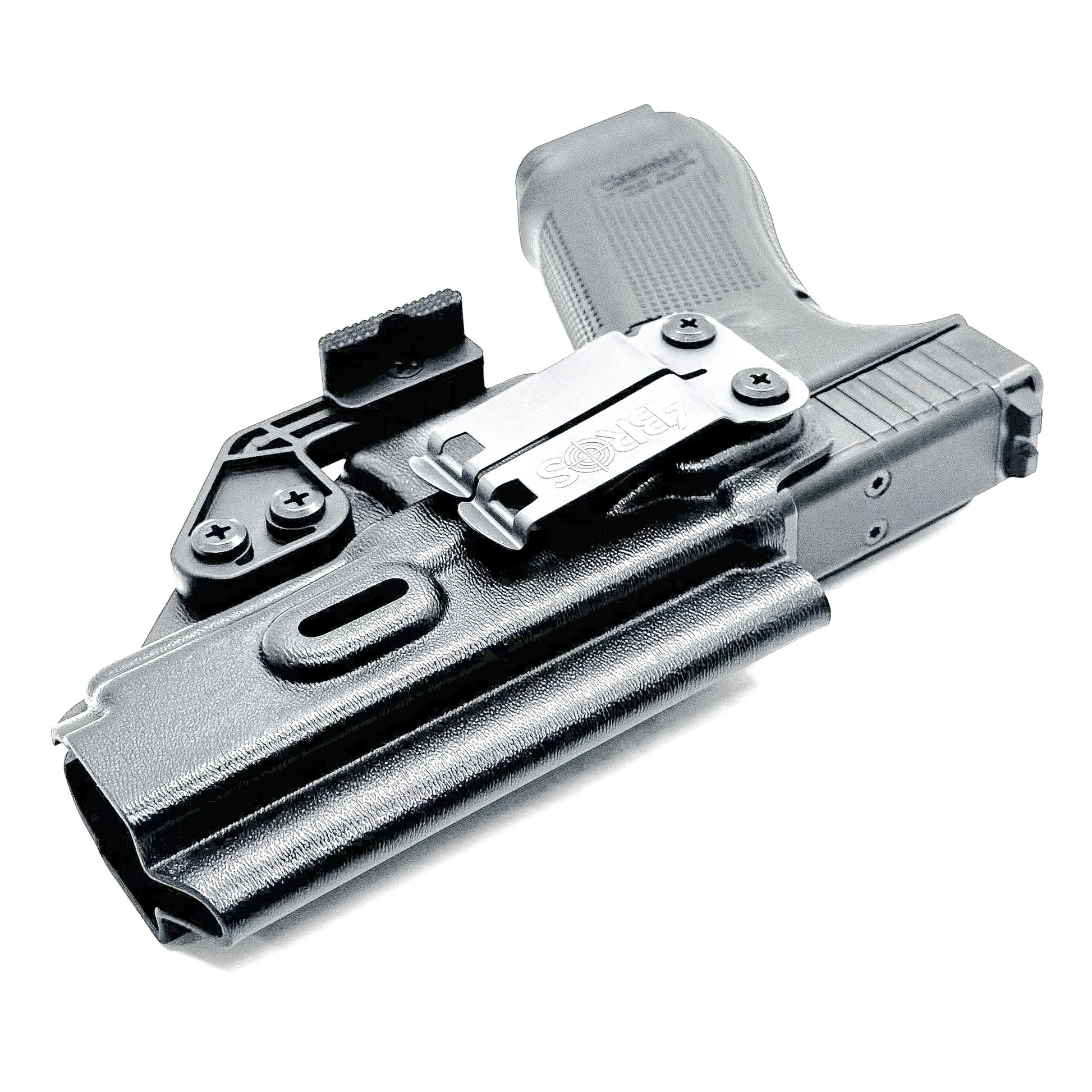 Inside waistband Kydex holster for Glock 17 and Glock 22 with Modwing, optic cut, and adjustable retention – made in the USA from .093" thermoplastic