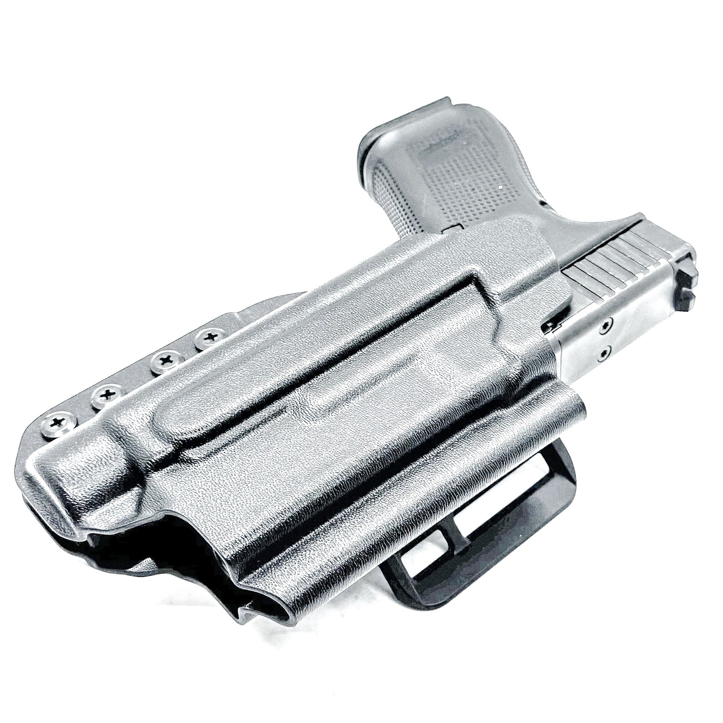 Outside Waistband (OWB) holster for Glock 19 & 45 with Streamlight TLR-1 HL-X. Built for duty and competition. Red dot ready, open muzzle, and made in the USA