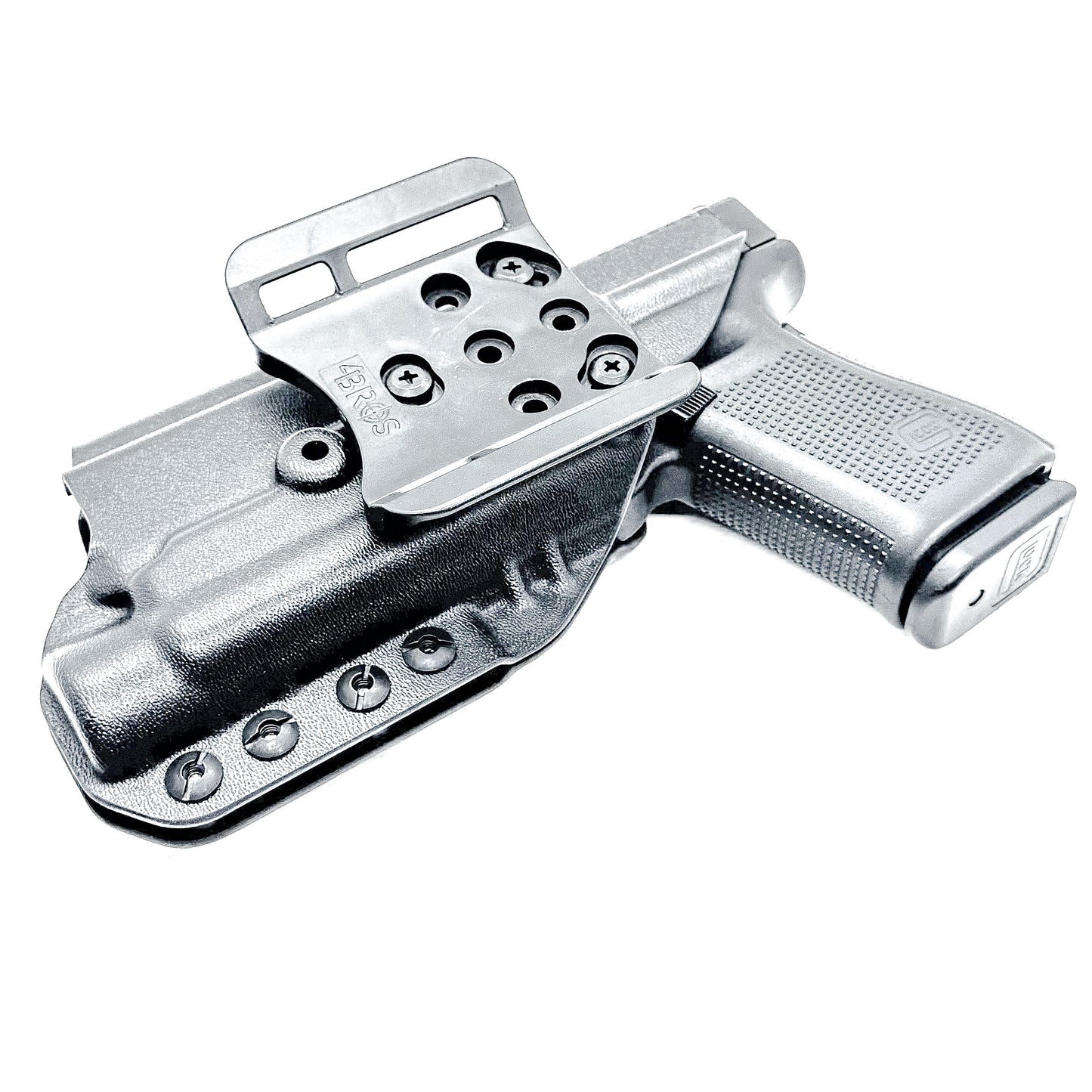 Outside Waistband (OWB) holster for Glock 19 & 45 with Streamlight TLR-1 HL-X. Built for duty and competition. Red dot ready, open muzzle, and made in the USA