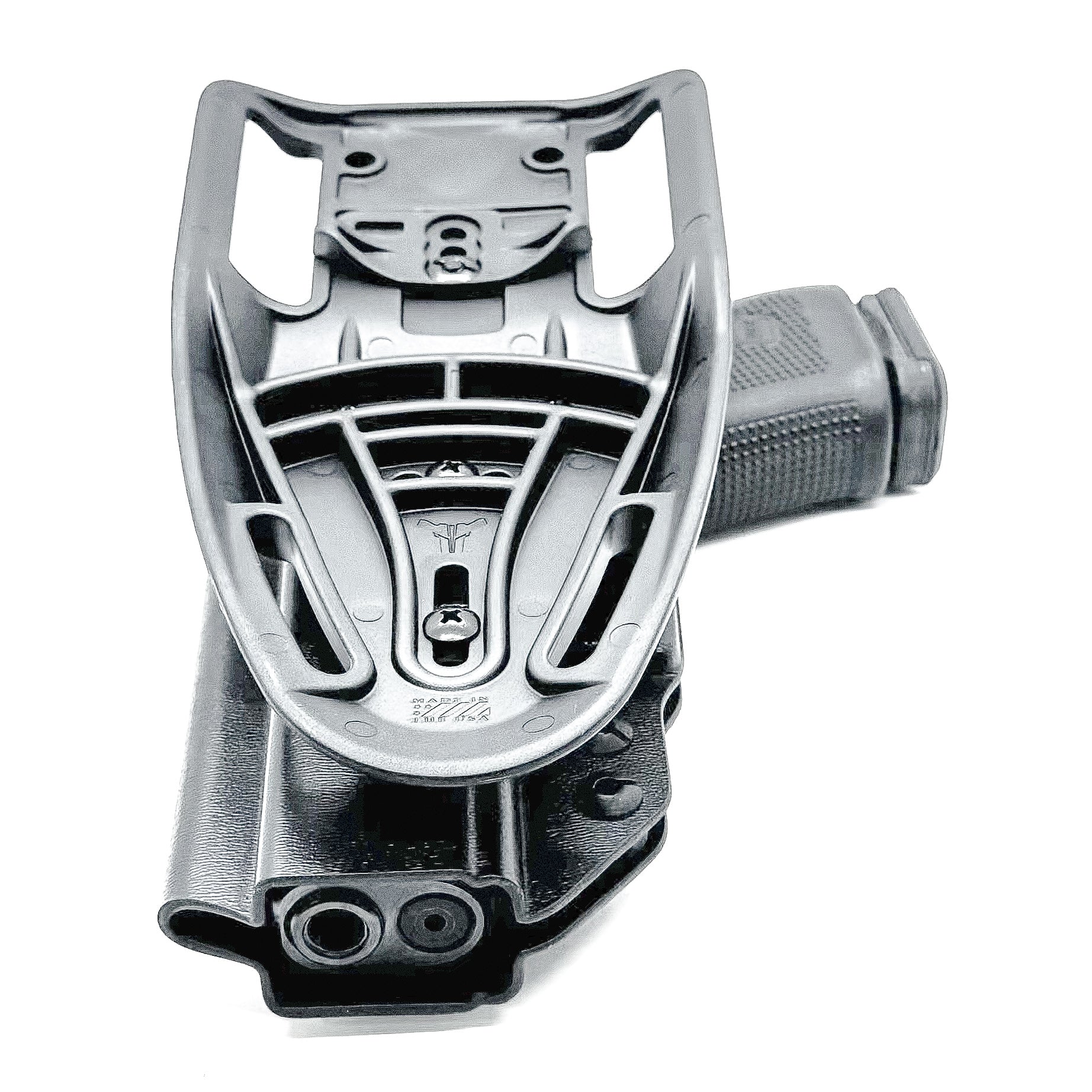 Glock 19 OWB Duty & Competition Holster with red dot cut, open muzzle, and adjustable retention – made in the USA from .093" Kydex