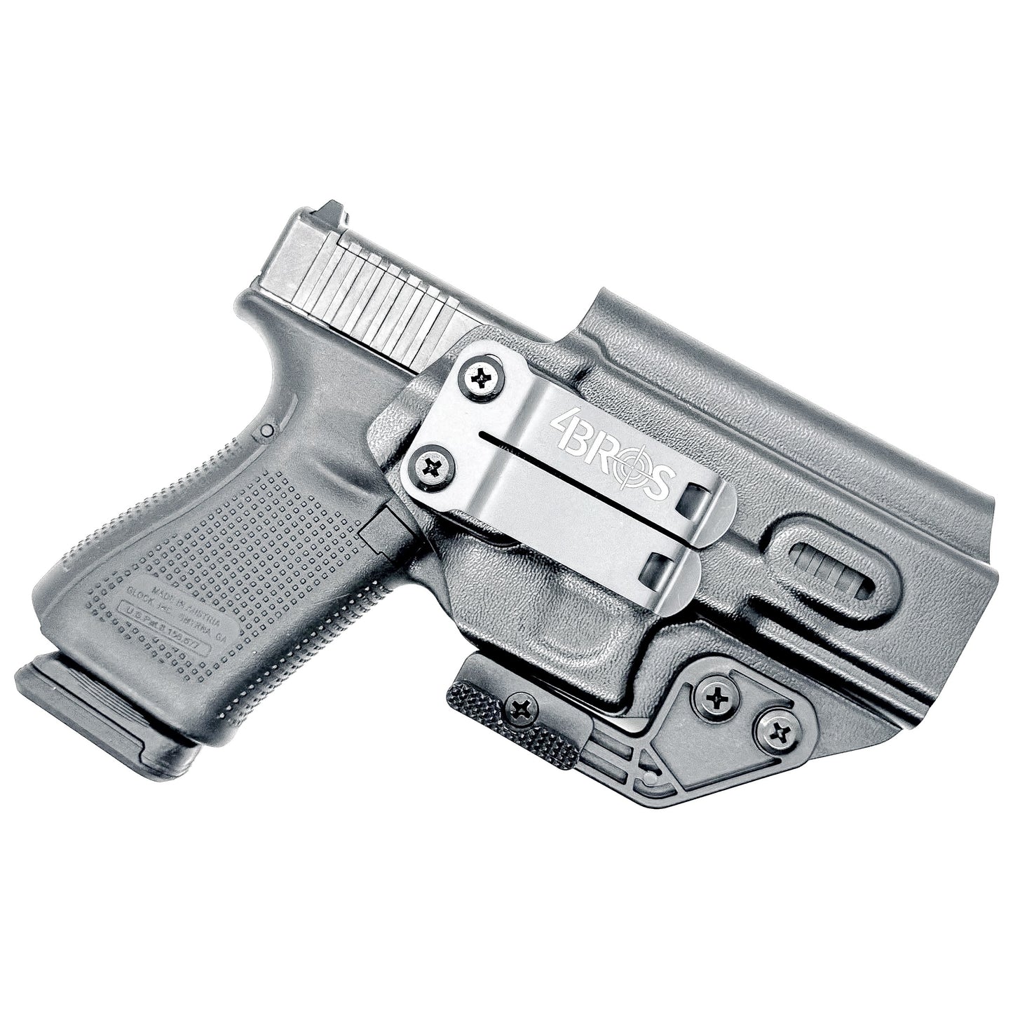 IWB holster for Glock 19, 19X, 45, and 32 – right-hand draw, adjustable retention and cant, full sweat guard, made in the USA from .093" Kydex