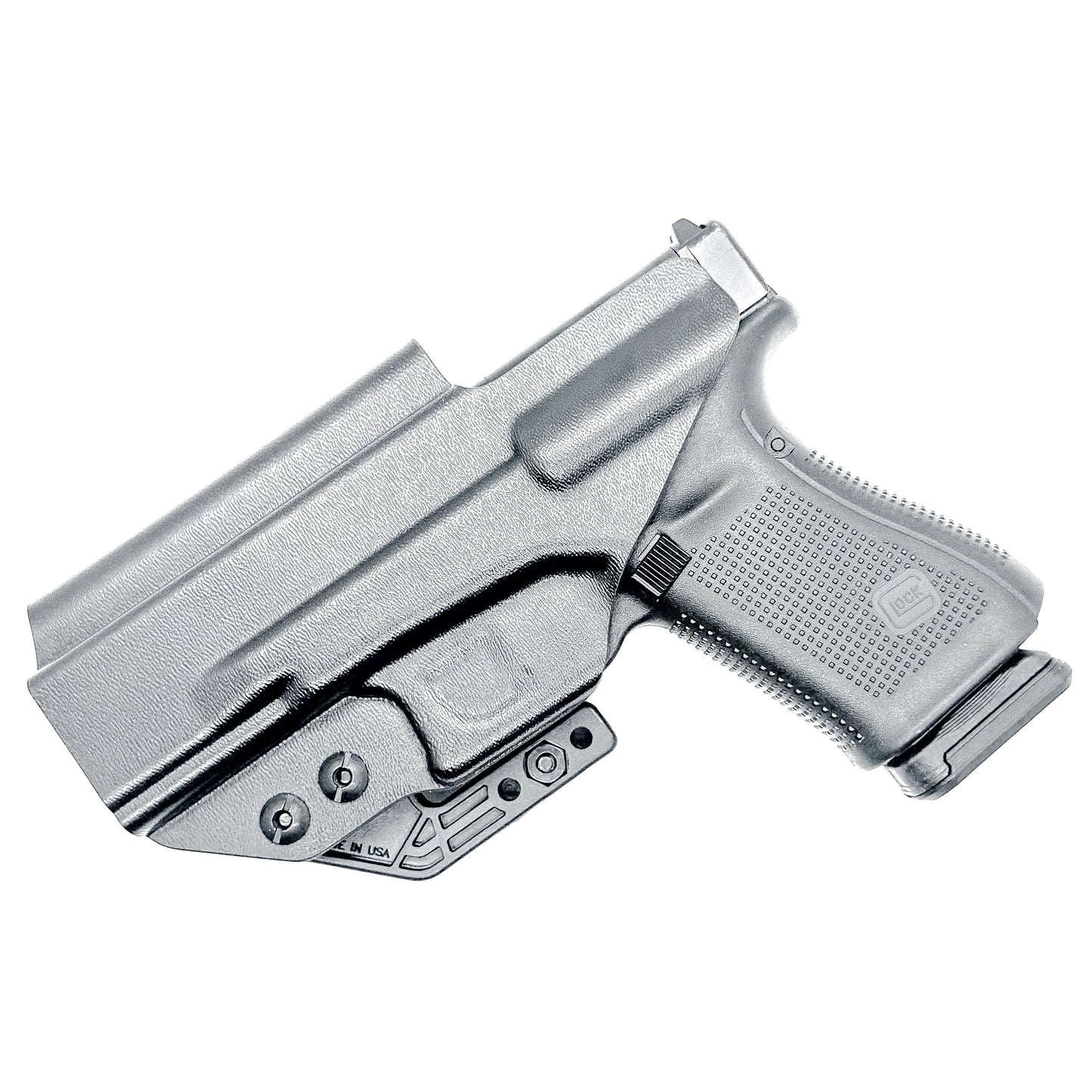 IWB holster for Glock 19, 19X, 45, and 32 – right-hand draw, adjustable retention and cant, full sweat guard, made in the USA from .093" Kydex