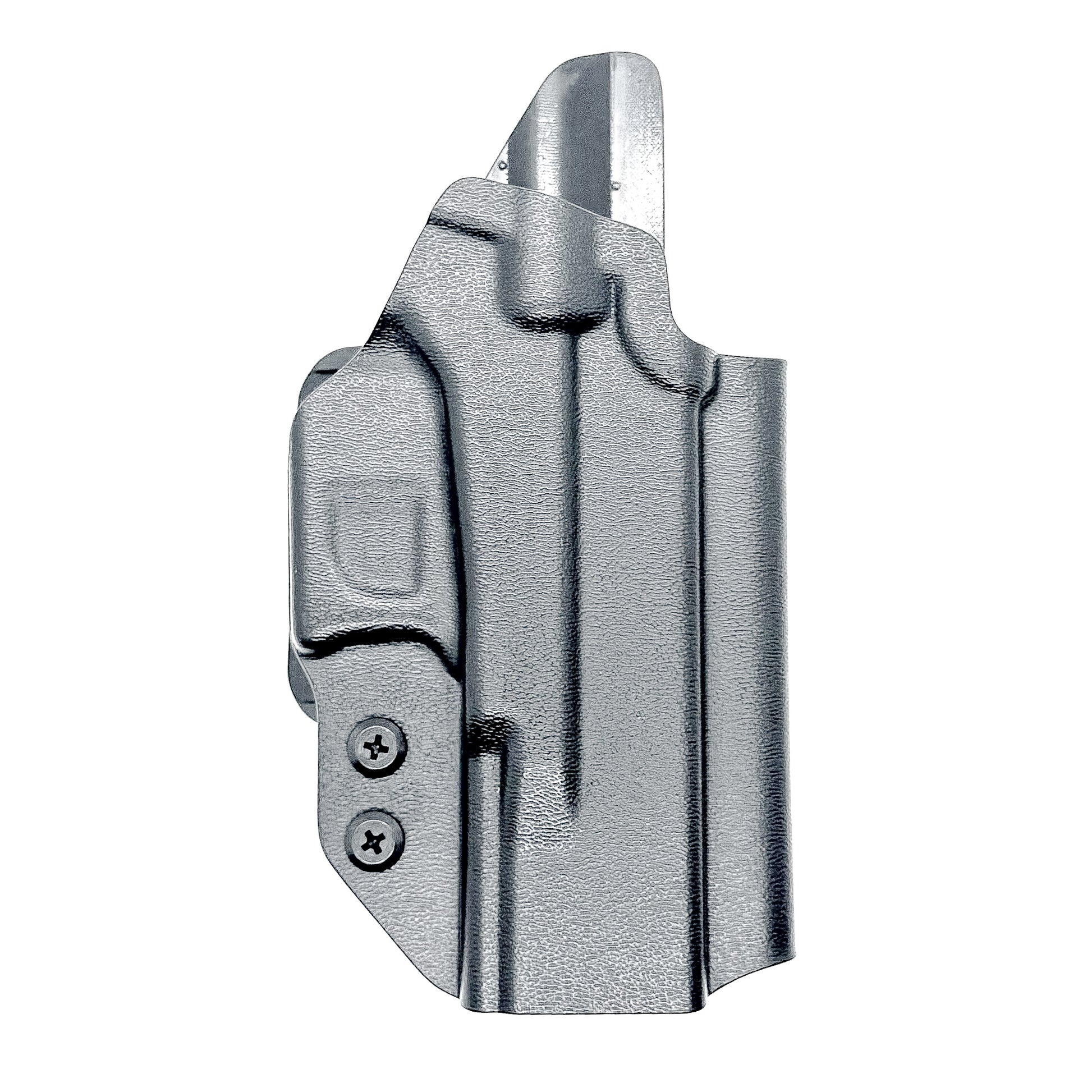 OWB Kydex holster for Glock 19, 19X, 45, and MOS models with open muzzle, red dot cut, and adjustable retention – made in the USA from .093" thermoplastic