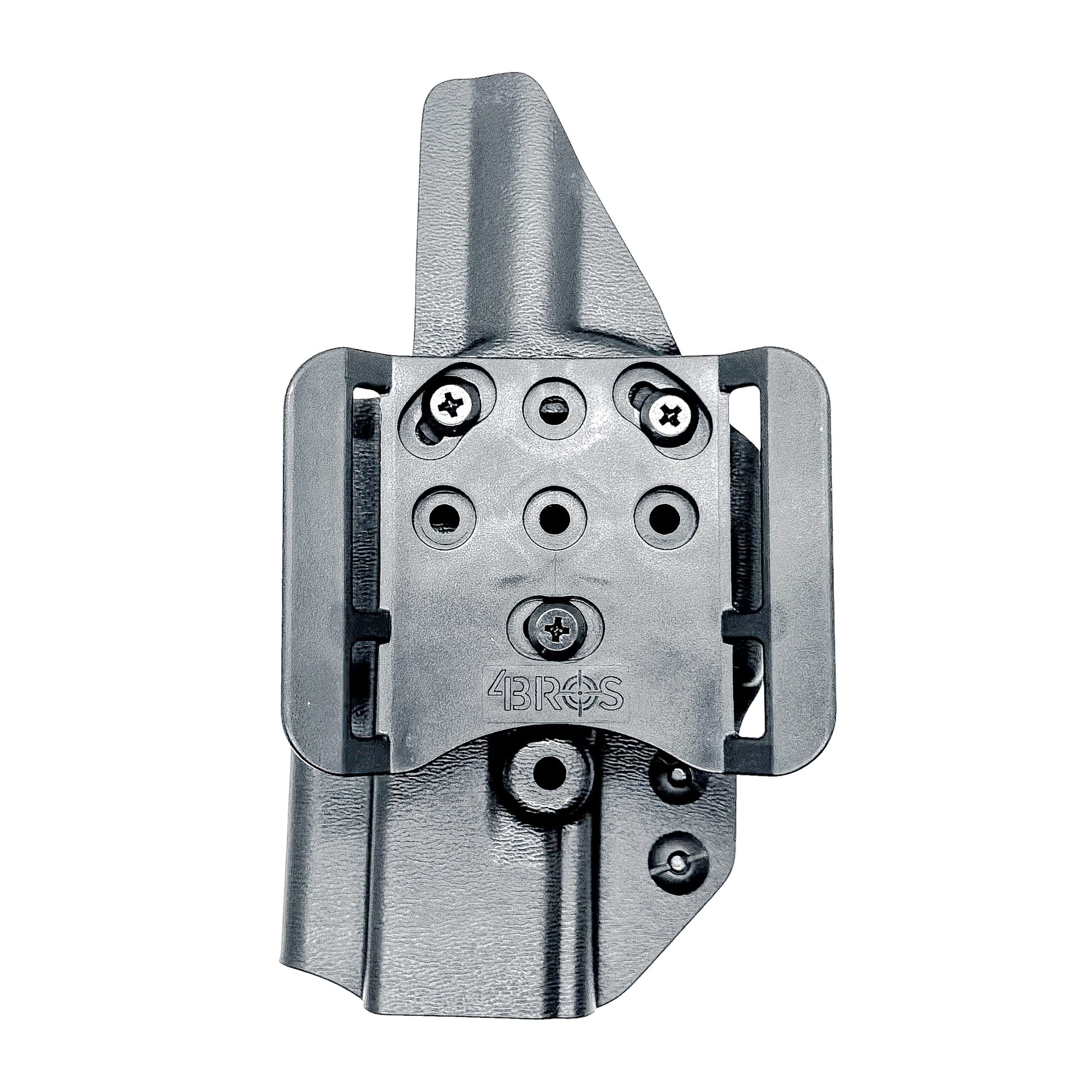 OWB Kydex holster for Glock 19, 19X, 45, and MOS models with open muzzle, red dot cut, and adjustable retention – made in the USA from .093" thermoplastic