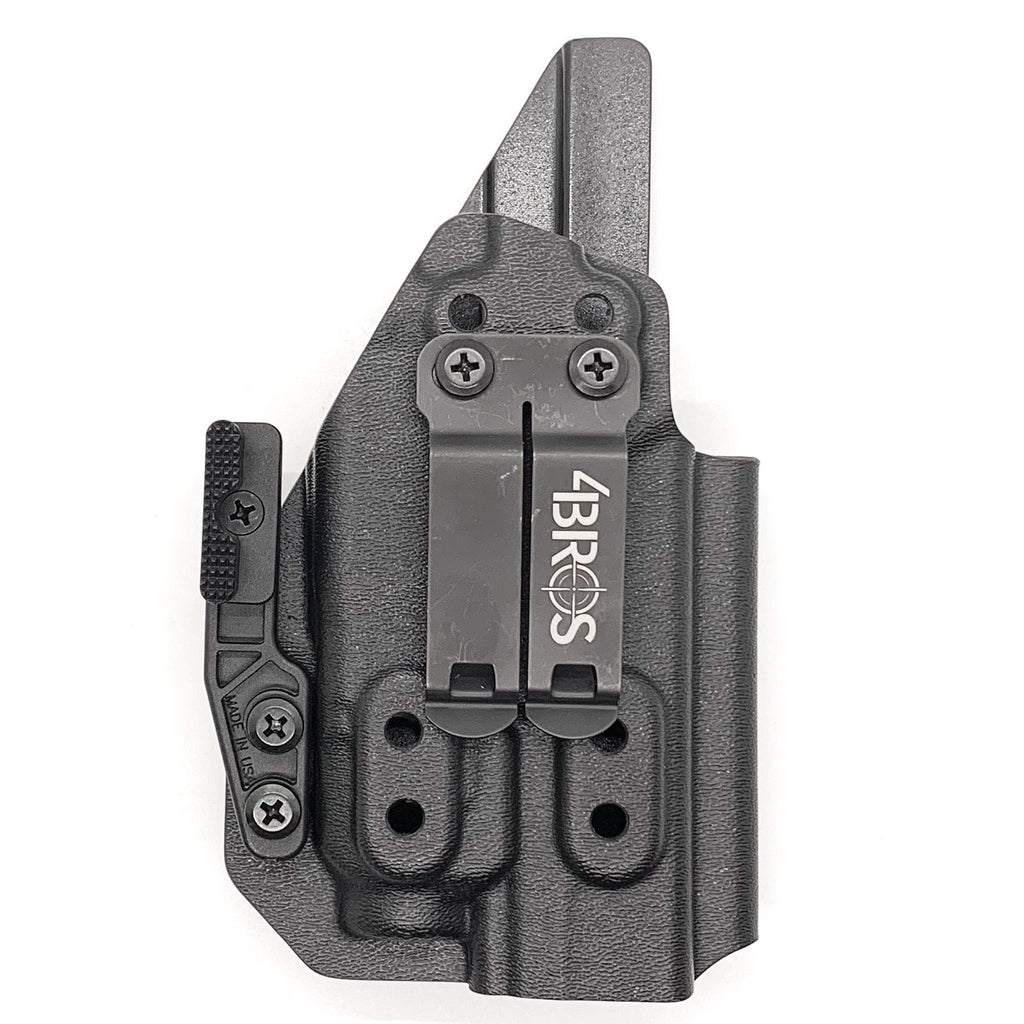 For the best Inside Waistband IWB AIWB Appendix Kydex holster designed to fit the Glock 19, 23, 32, 19X, or 45 with the Streamlight TLR-7 or TLR-7A light, shop Four Brothers Holsters. Adjustable retention, Open Muzzle, Cleared for red dot optics, and suppressor height sight up to 3/8".  Proudly Made in the USA 