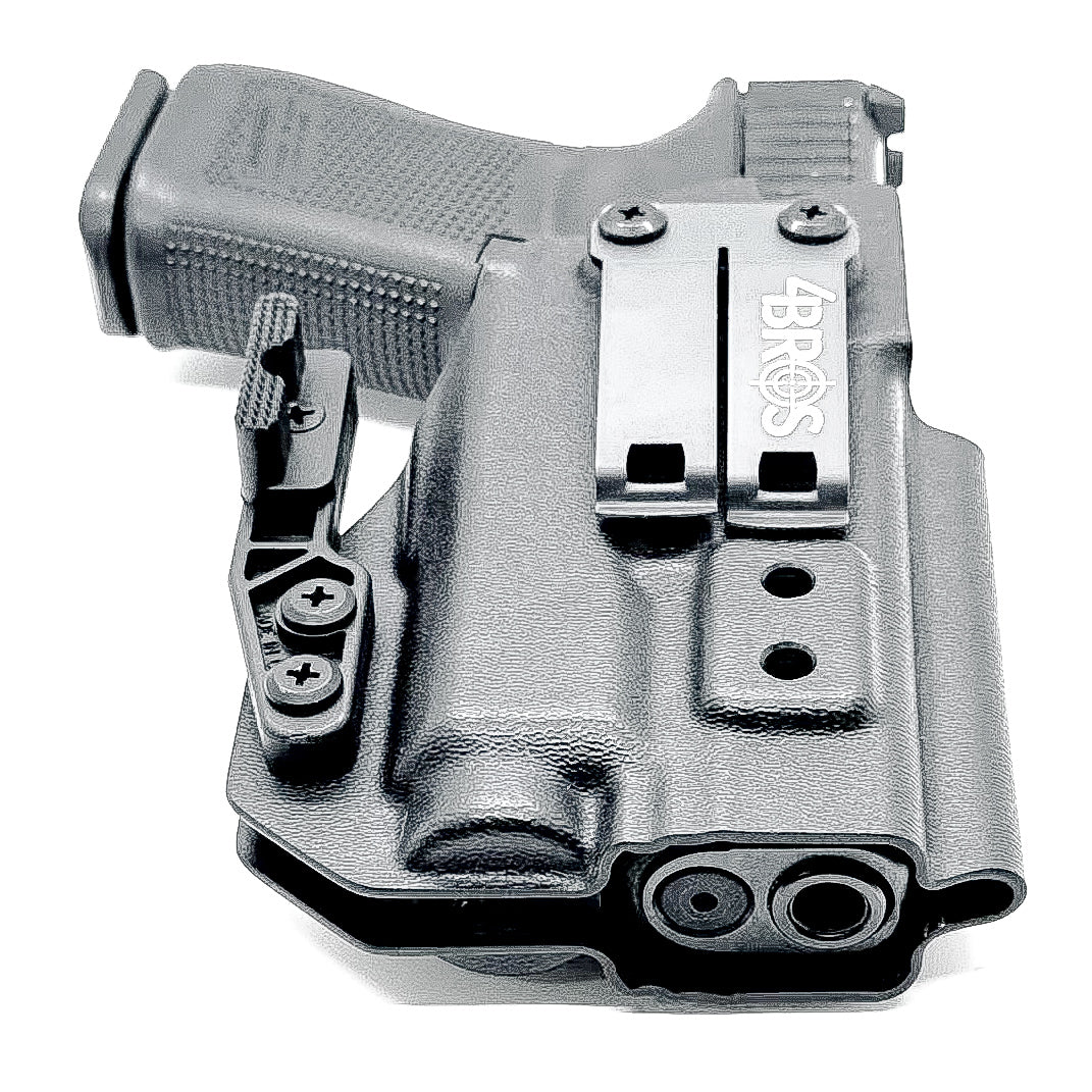 For the best IWB Kydex Inside Waistband Holster for the Glock 19, 23, 32, 19X, or 45 & Nightstick TCM-550XL or TCM-550XLS shop Four Brothers 4BROS Holsters.