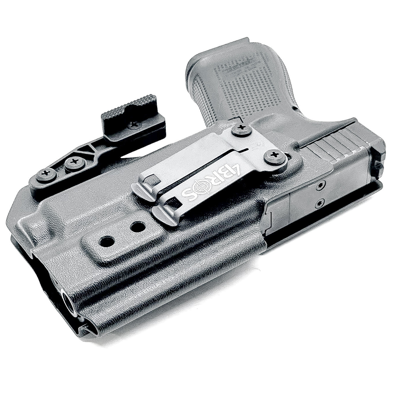 For the best IWB Kydex Inside Waistband Holster for the Glock 19, 23, 32, 19X, or 45 & Nightstick TCM-550XL or TCM-550XLS shop Four Brothers 4BROS Holsters.