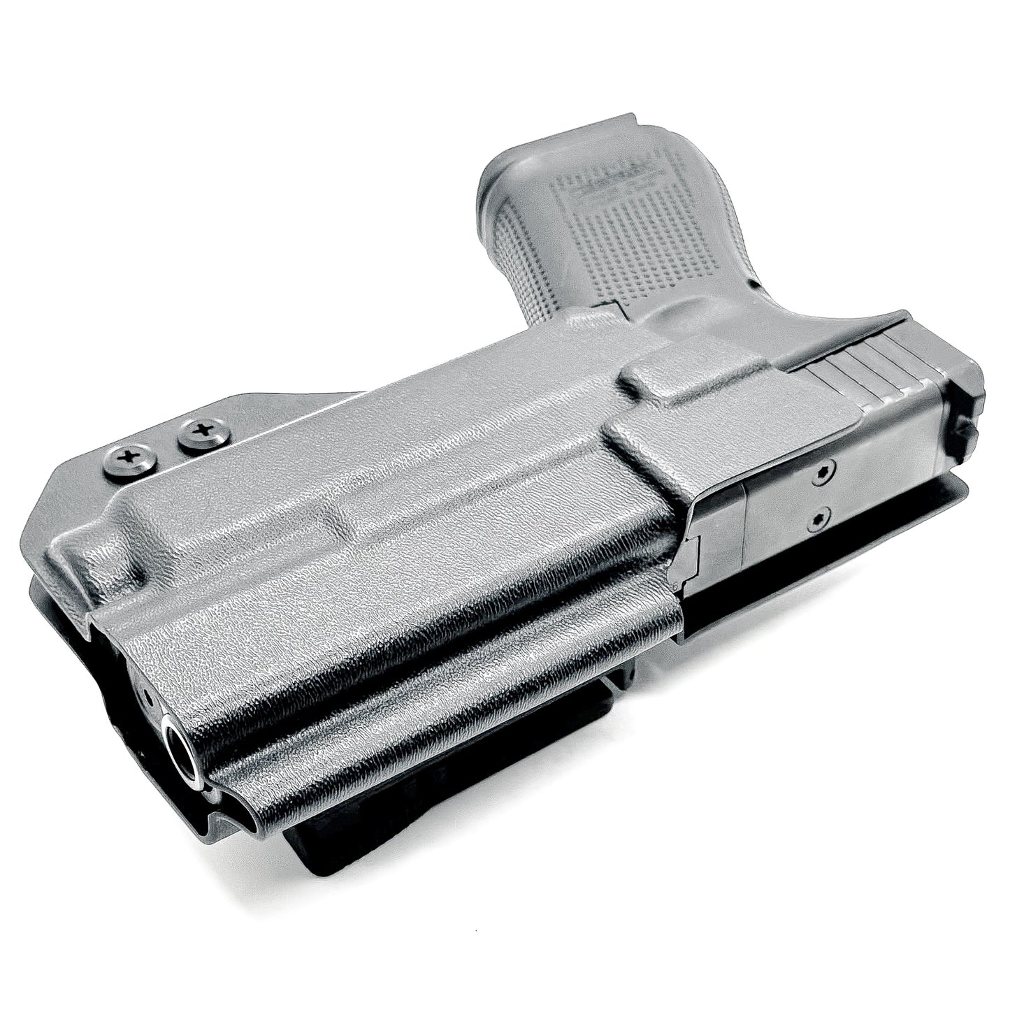For the best Outside Waistband OWB Holster for the Glock 19, 23, 32, 19X, or 45 with the Nightstick TCM-550XL or TCM-550XLS shop Four Brothers 4BROS Holsters.