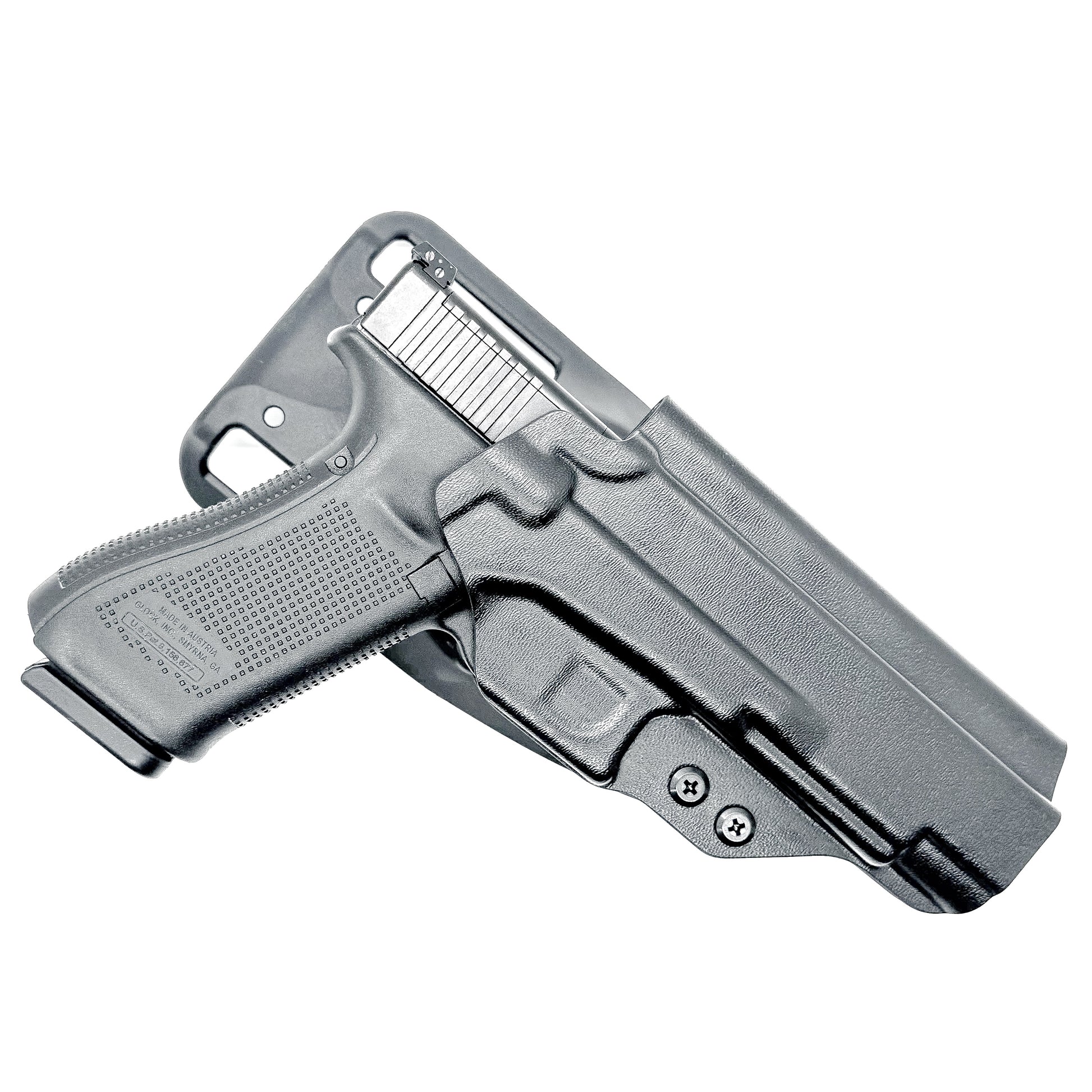 Black Outside Waistband OWB Glock 34 Generation Gen 5, Duty & Competition Style Kydex Holster from Four Brothers 4BROS Holsters. Made in the USA.