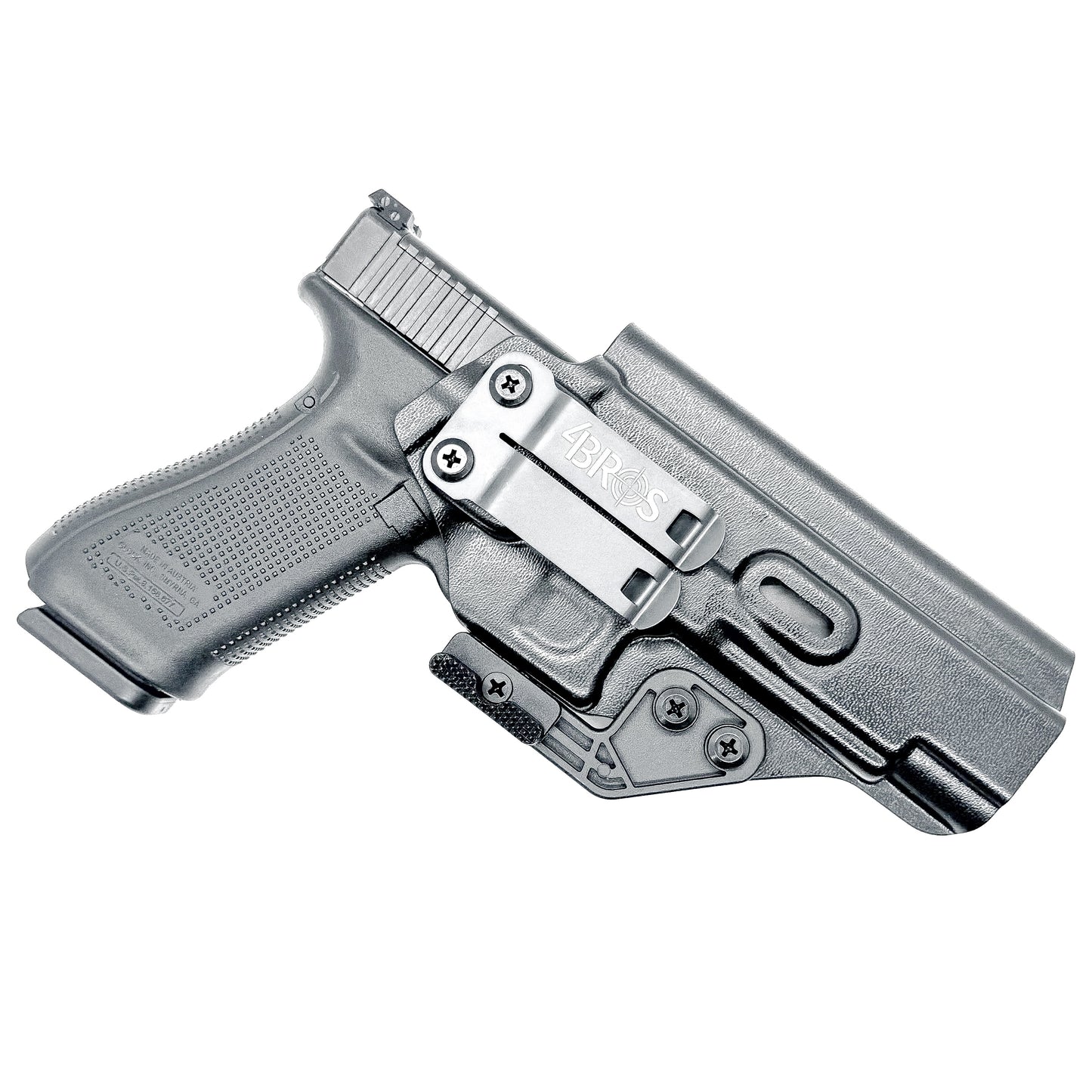 Black IWB Kydex Inside Waistband Concealment Holster for the Glock 34 Gen 5 handgun from Four Brothers 4BROS Holsters. Proudly made in the USA