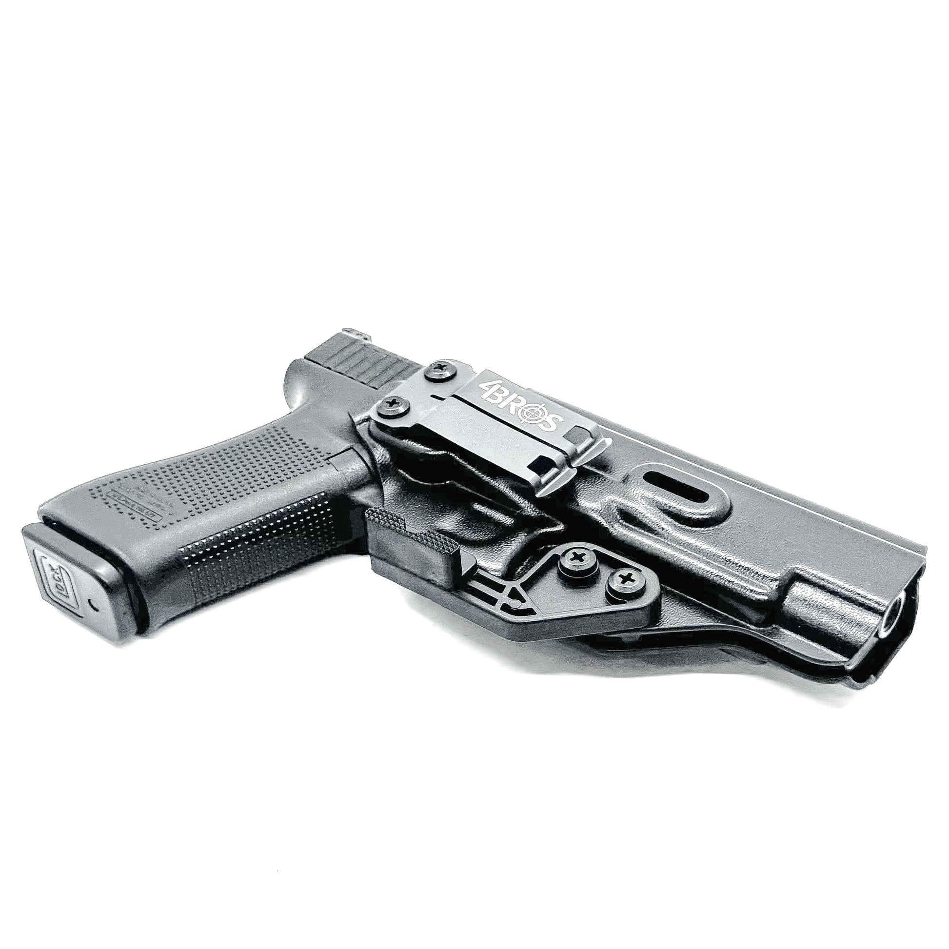 Black IWB Kydex Inside Waistband Concealment Holster for the Glock 34 Gen 5 handgun from Four Brothers 4BROS Holsters. Proudly made in the USA