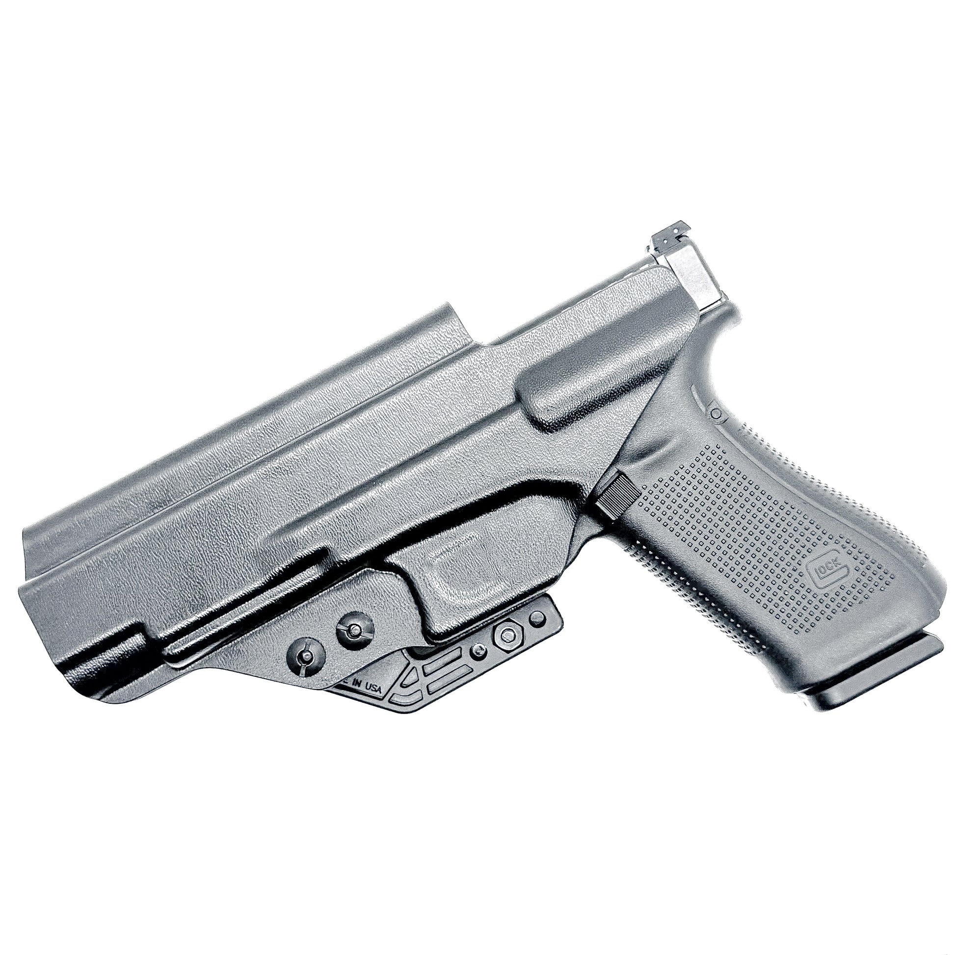 Black IWB Kydex Inside Waistband Concealment Holster for the Glock 34 Gen 5 handgun from Four Brothers 4BROS Holsters. Proudly made in the USA