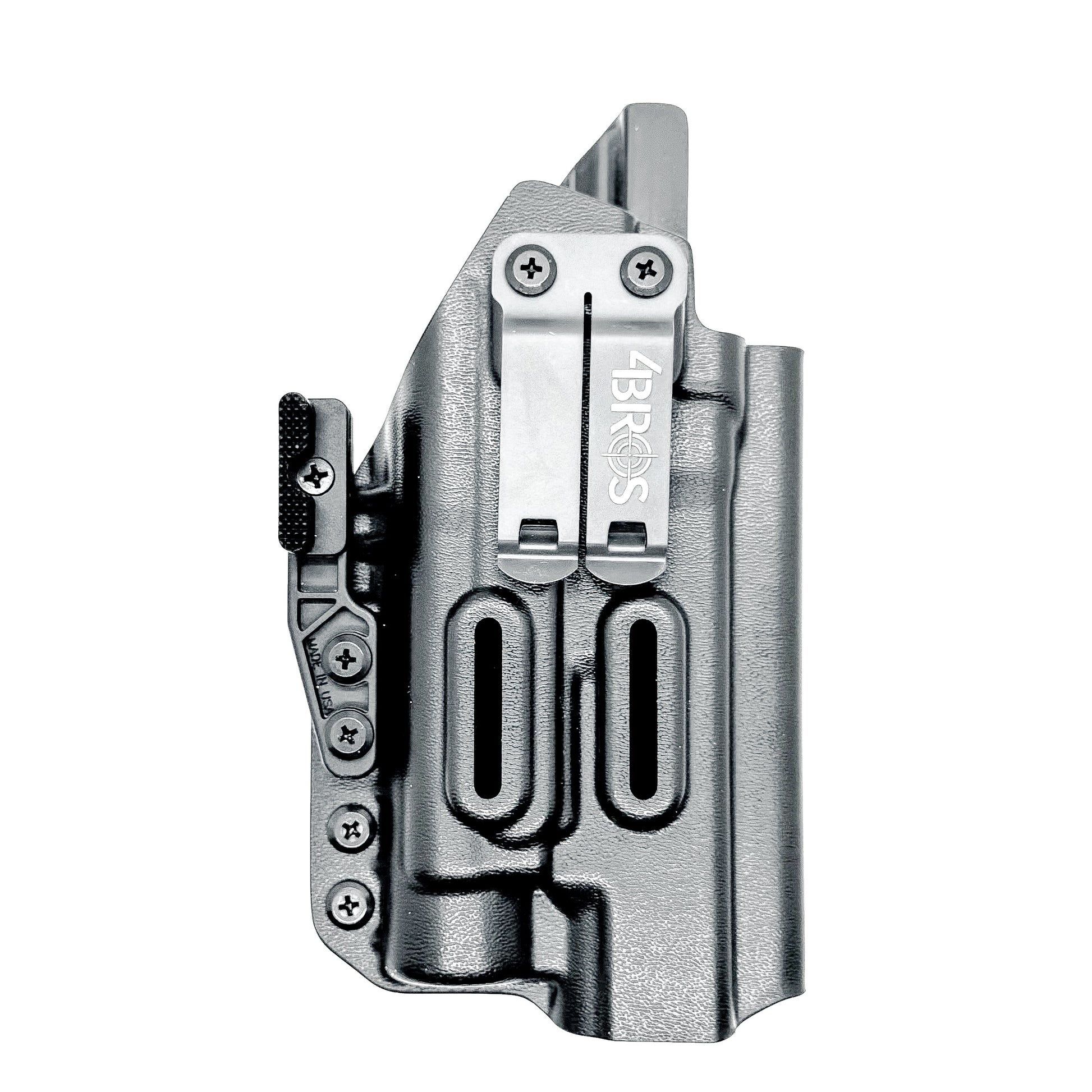 Custom-fit IWB holster for Glock 34 with Streamlight TLR-1 HL-X. Red dot compatible, Modwing ready, adjustable retention, and proudly made in the USA