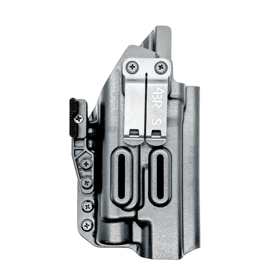 Custom-fit IWB holster for Glock 34 with Streamlight TLR-1 HL-X. Red dot compatible, Modwing ready, adjustable retention, and proudly made in the USA