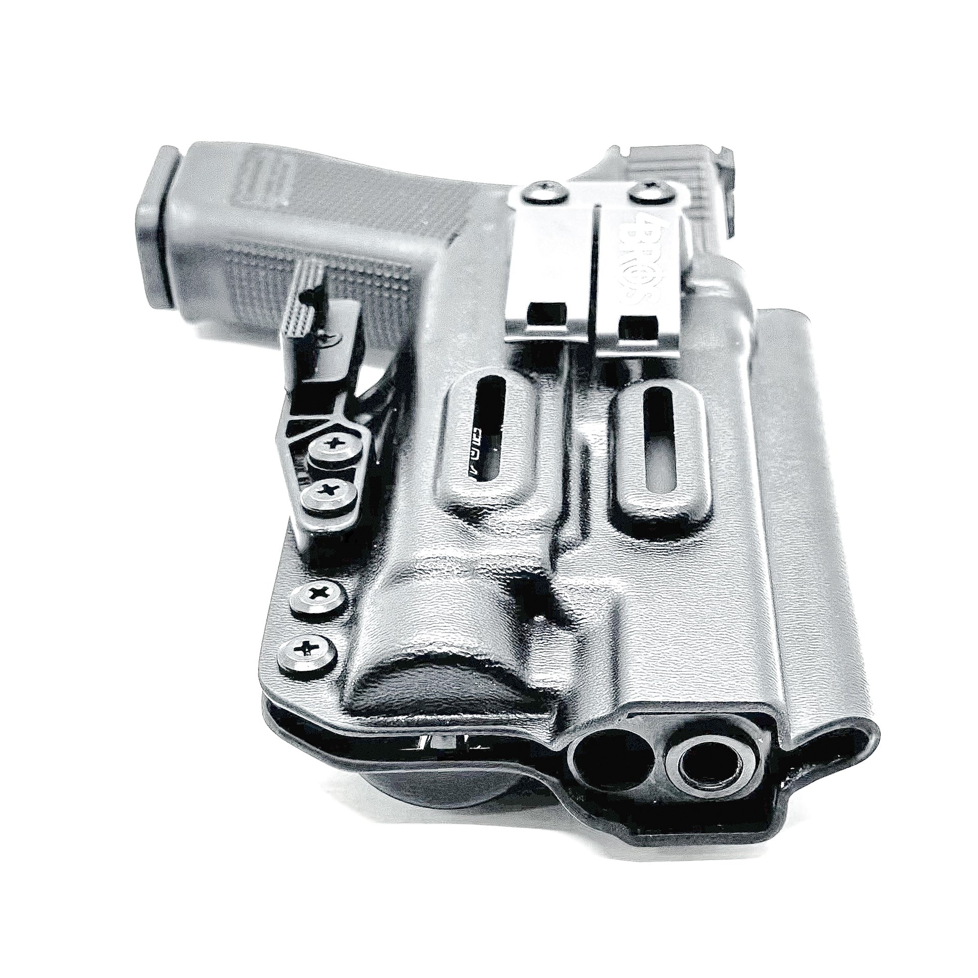 Custom-fit IWB holster for Glock 34 with Streamlight TLR-1 HL-X. Red dot compatible, Modwing ready, adjustable retention, and proudly made in the USA