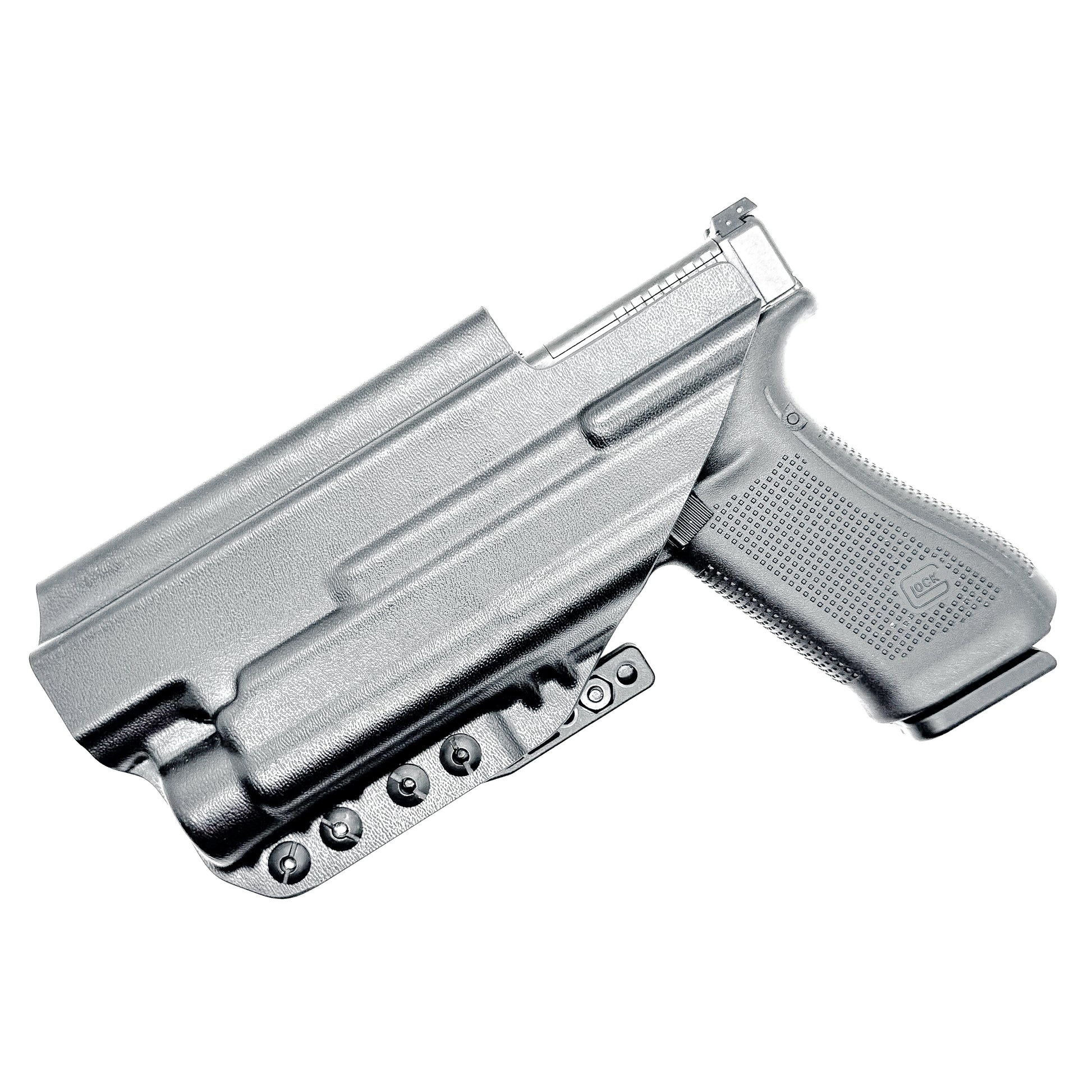 Custom-fit IWB holster for Glock 34 with Streamlight TLR-1 HL-X. Red dot compatible, Modwing ready, adjustable retention, and proudly made in the USA