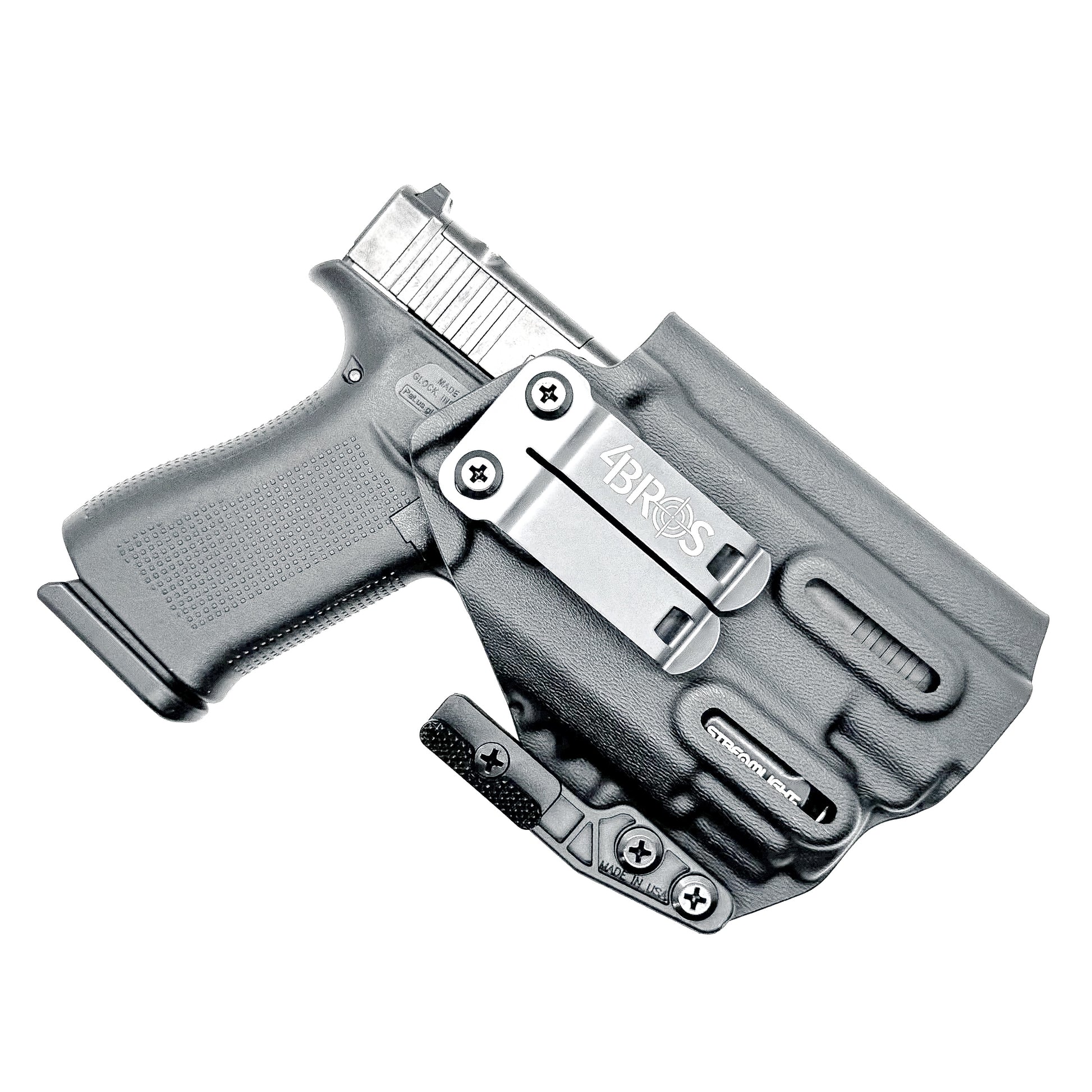 Glock 43X MOS holster with Streamlight TLR-8 Sub light, inside waistband fit