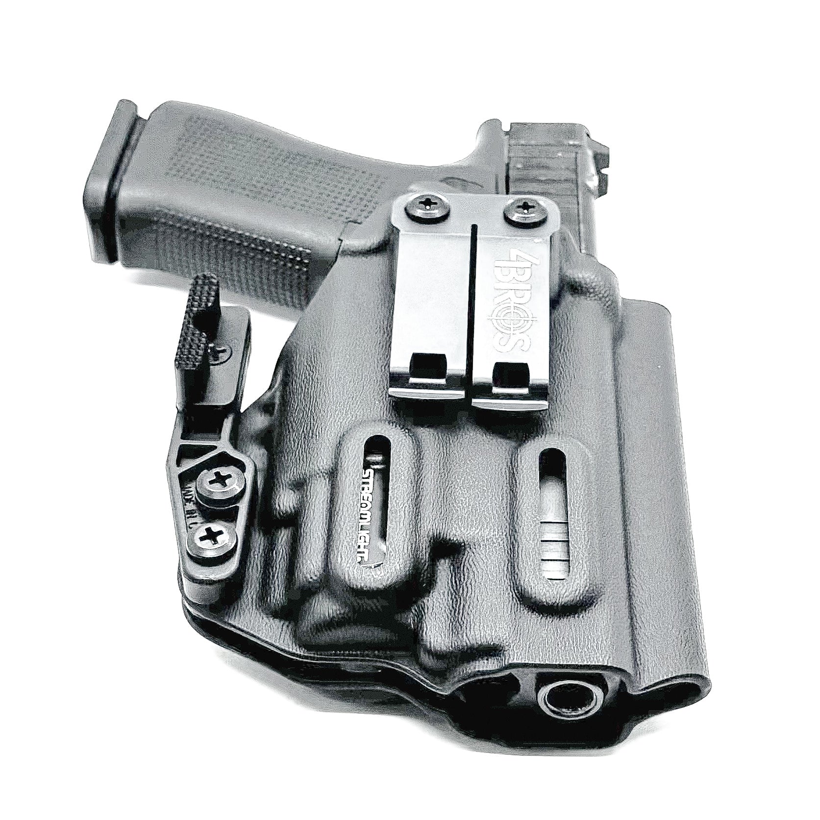 Glock 43X MOS holster with Streamlight TLR-8 Sub light, inside waistband fit