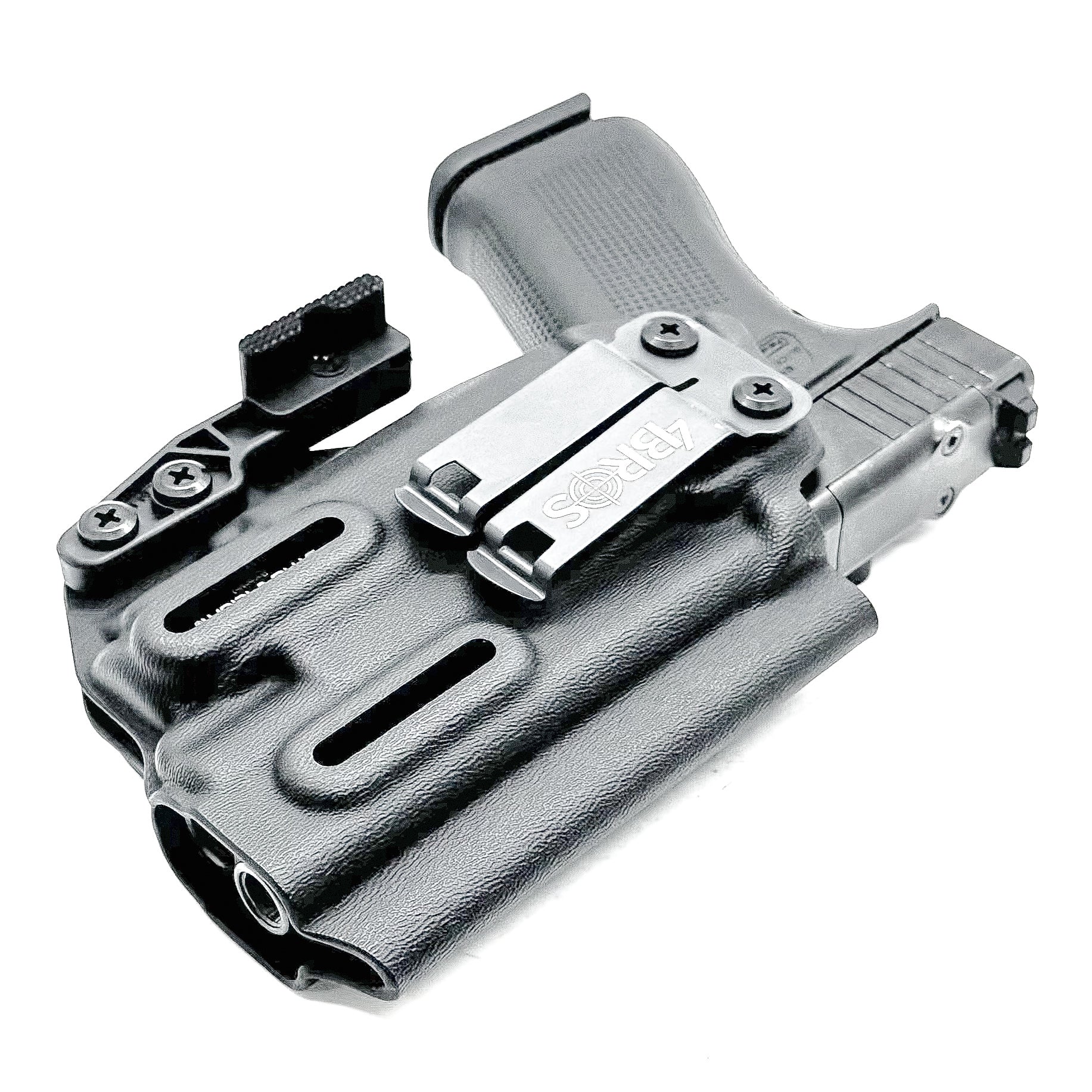 Glock 43X MOS holster with Streamlight TLR-8 Sub light, inside waistband fit